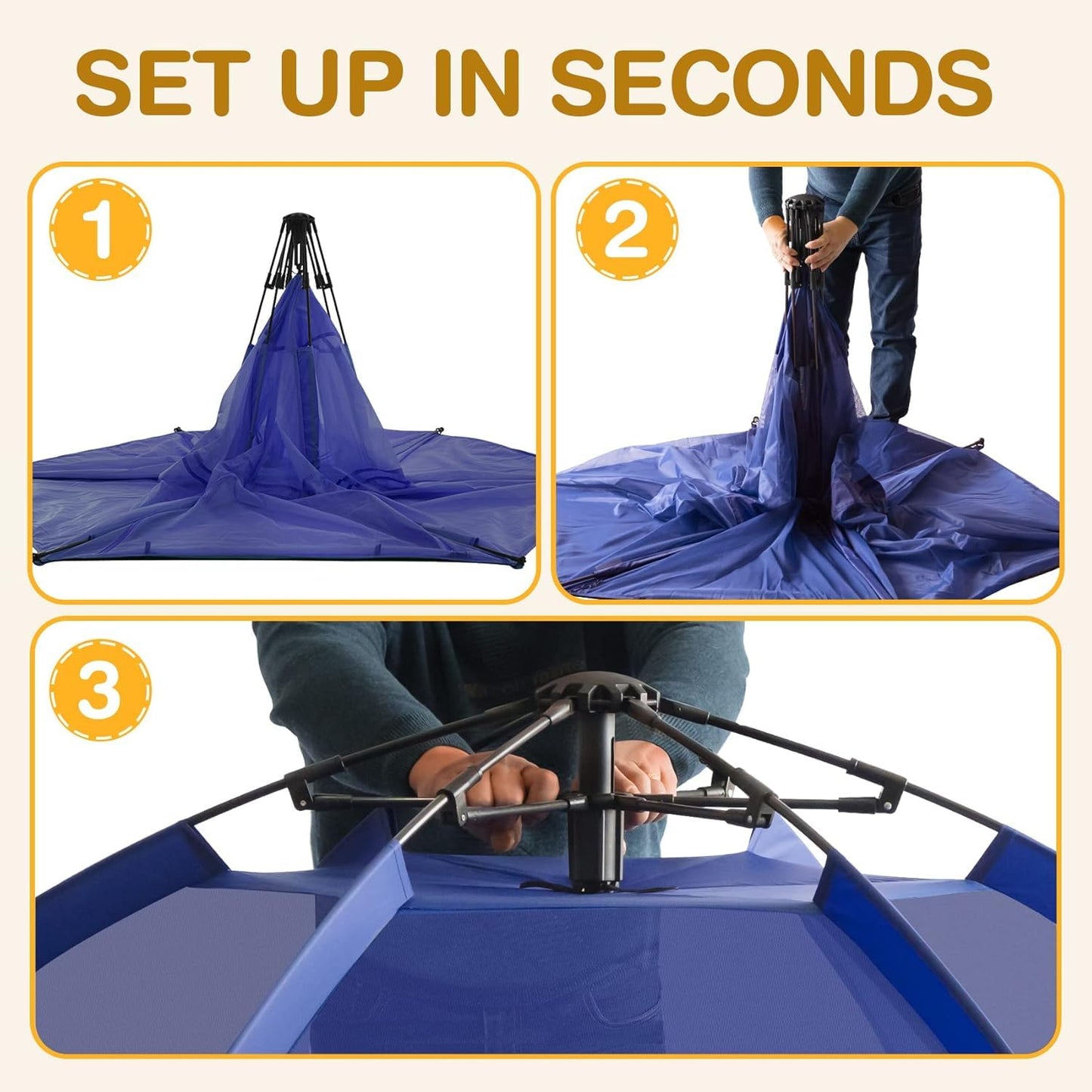 Alvantor® Baby Playpen Pop Up Play Yard 84"x84"x44”Large Mesh Kids Toddler Play Pen Indoor & Outdoor Safe Space Foldable Lightweight Mosquito Playpen Canopy for Infants Toddlers Pets, Navy