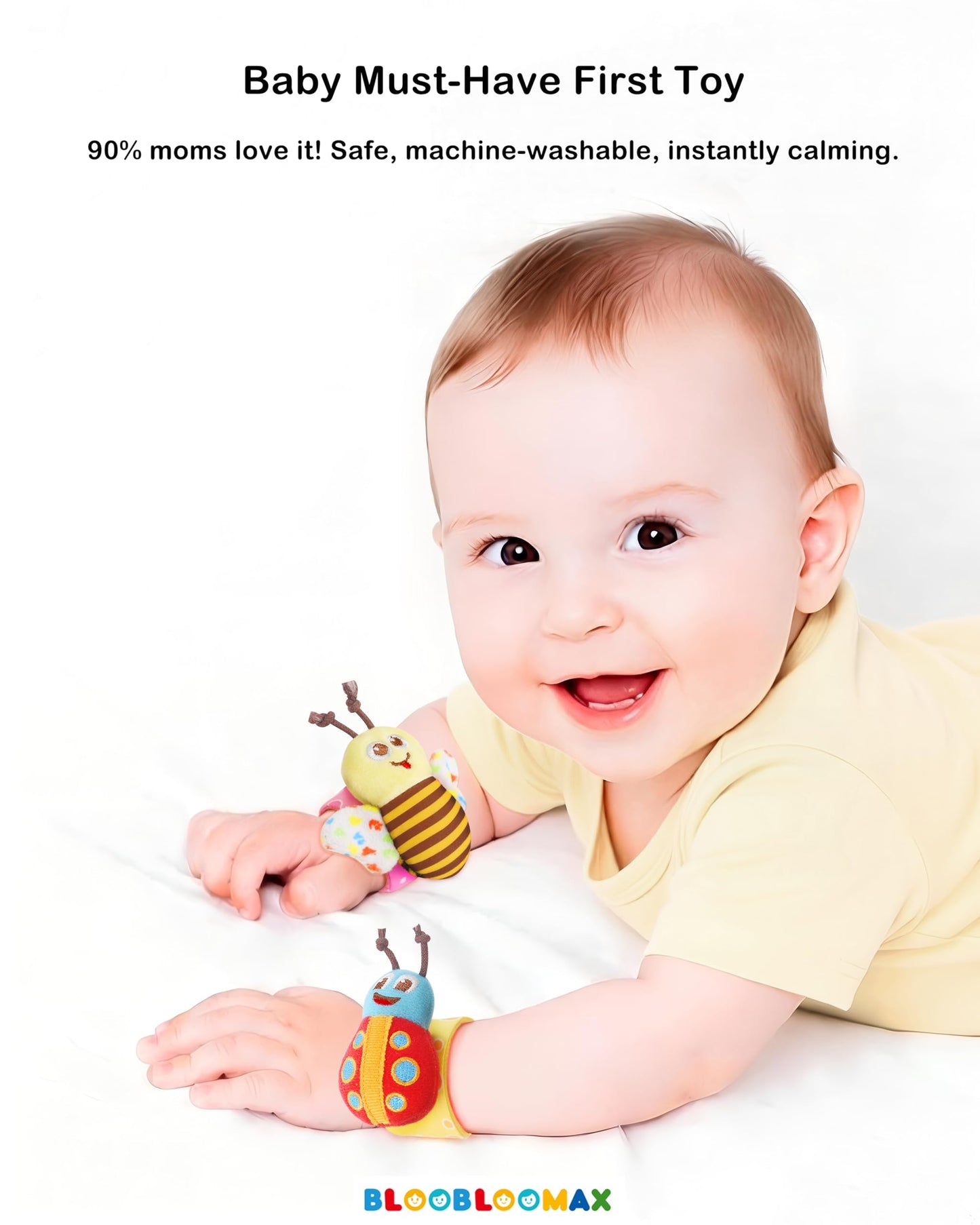 Wrist Rattles Foot Finder Rattle Sock Baby Toy, Rattle Toy, Arm Hand Bracelet Rattle, Feet Leg Ankle Socks, Activity Rattle Present Gift for Newborn Infant Babies Boy Girl Bebe (8 pcs-A)
