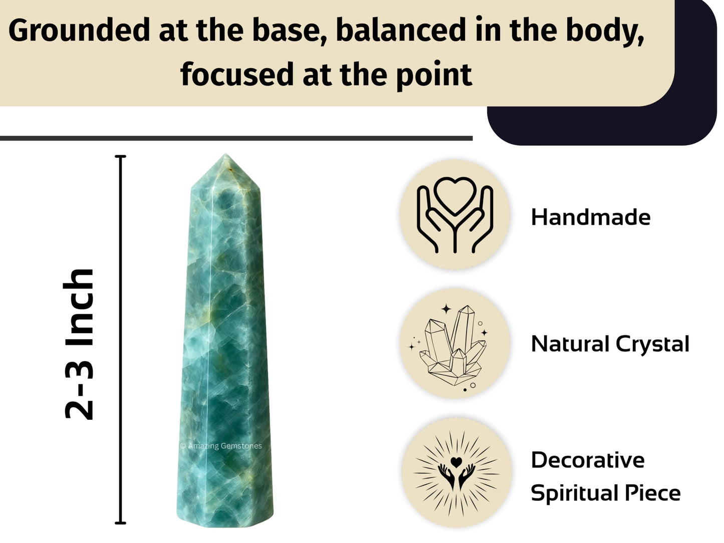 Aquamarine Crystal Towers ~ Natural Healing Crystal Point Obelisk for Reiki Healing and Crystal Grid (2" to 3" INCH)