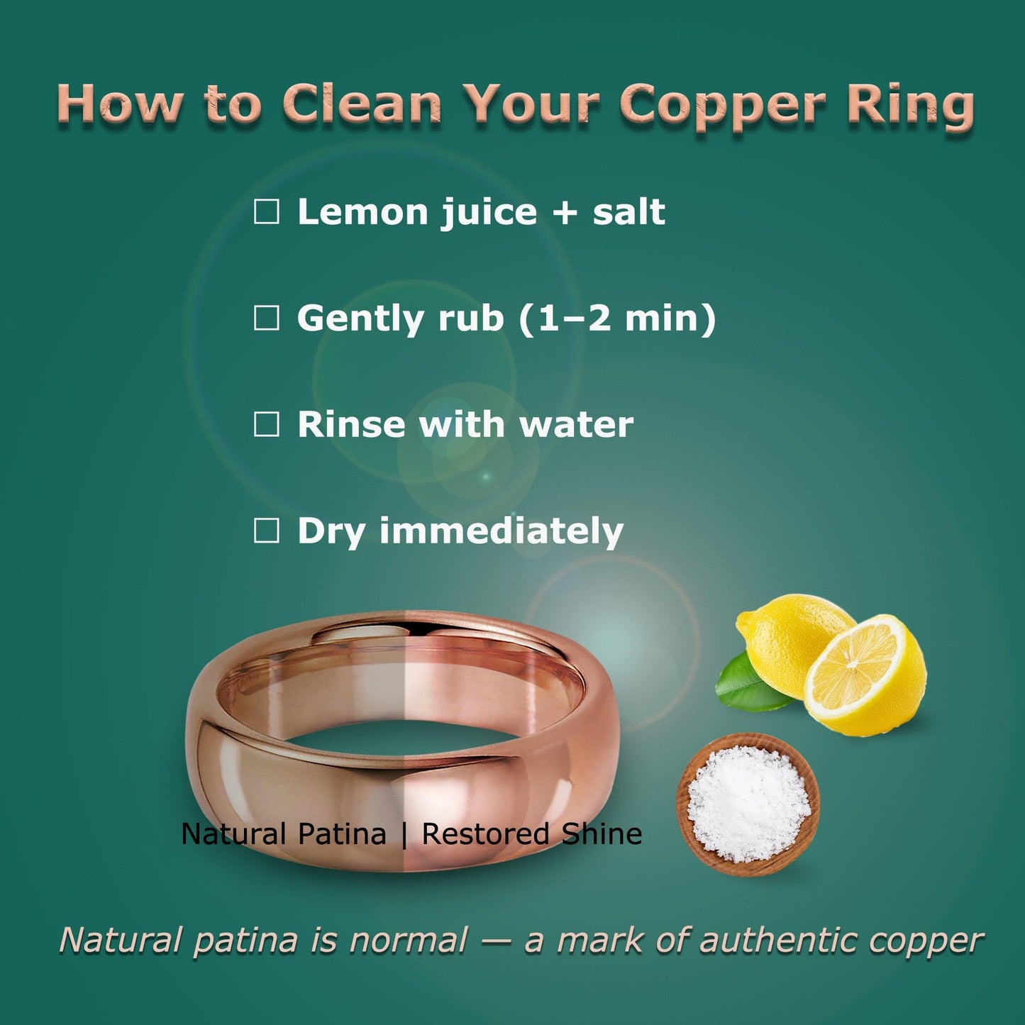 IVY & BAUBLE Pure Uncoated Solid Copper Ring for Men & Women — Lab-Tested, Raw Authentic Copper Band, Wellness Jewelry, Crafted in USA, 6mm, Size 6