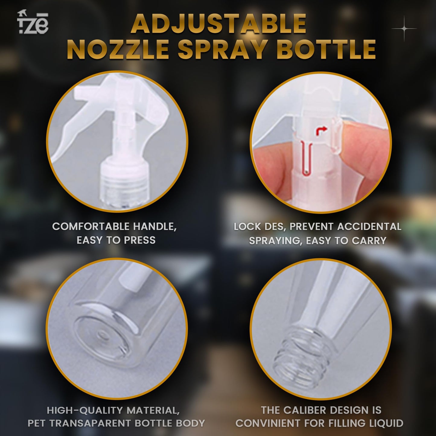 FZE Spray Bottles With Ultra Fine Mist Pack of 2 | 6.76 Oz/200ml | Plant Mister | Small Spray Bottle for Hair | Plants | Cleaning | Gardening | Essential Oil Mist Spray [ Mini Mist]