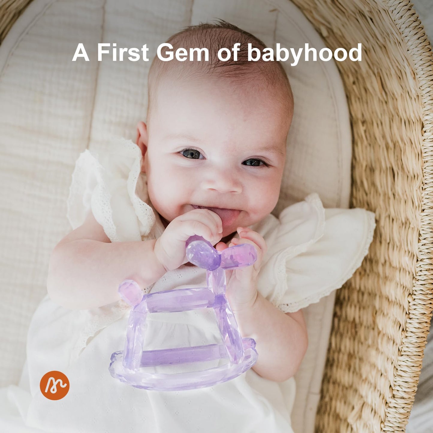 Miraloop Crystal Jelly Baby Teether – Jellydog Teething Relief Toy for Infants 3-6 Months, Silicone Handheld Teething Toy, BPA-Free, Odorless, Prevents Choking, Safe for Babies (Amethyt)