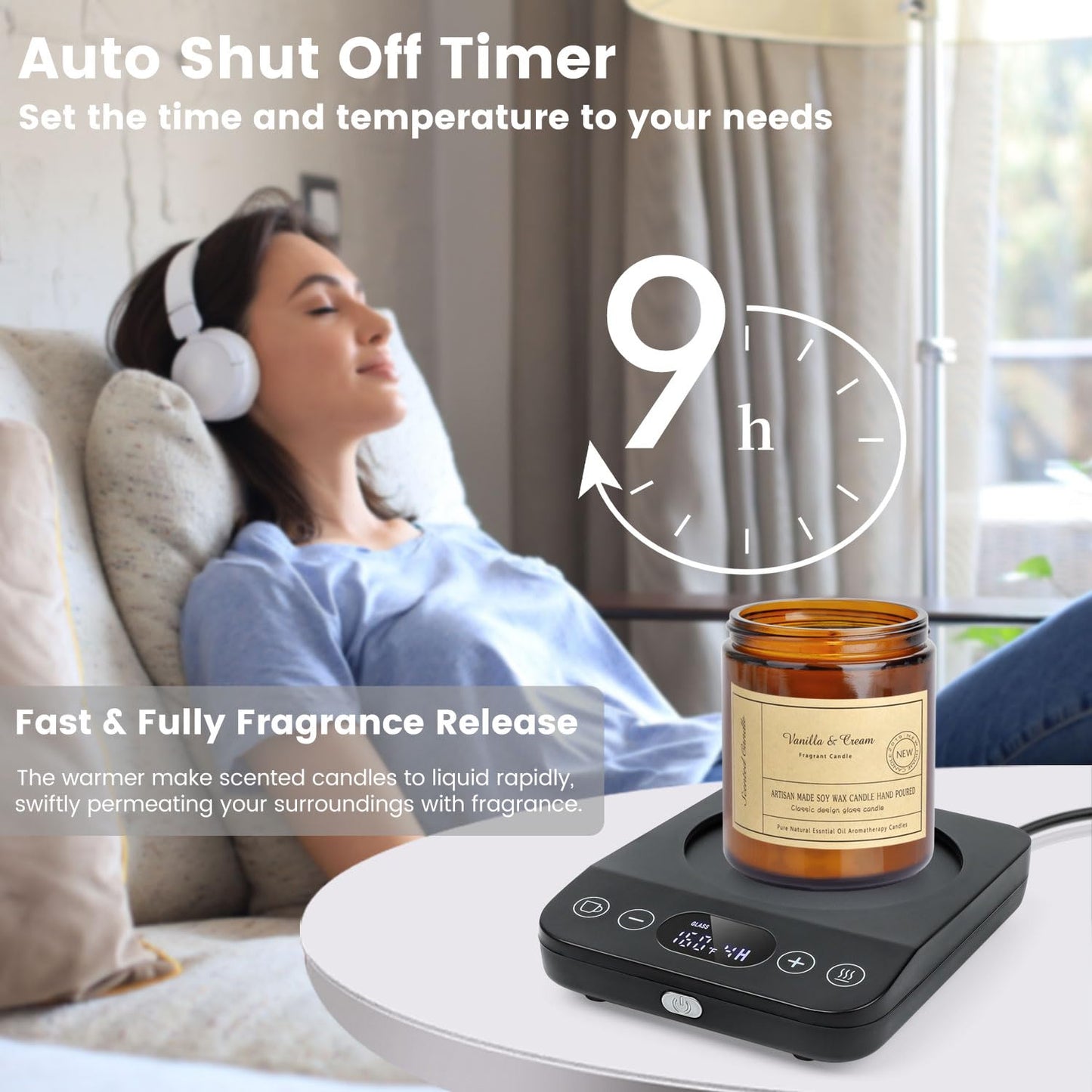 Coffee Mug Warmer & Mug Set, 30W Coffee Cup Warmer with 15.5oz Cup for Desk with Auto Shut Off, Timer Function, Smart Mug Heater for Heating Coffee, Tea, Candle, Beverage, Gifts
