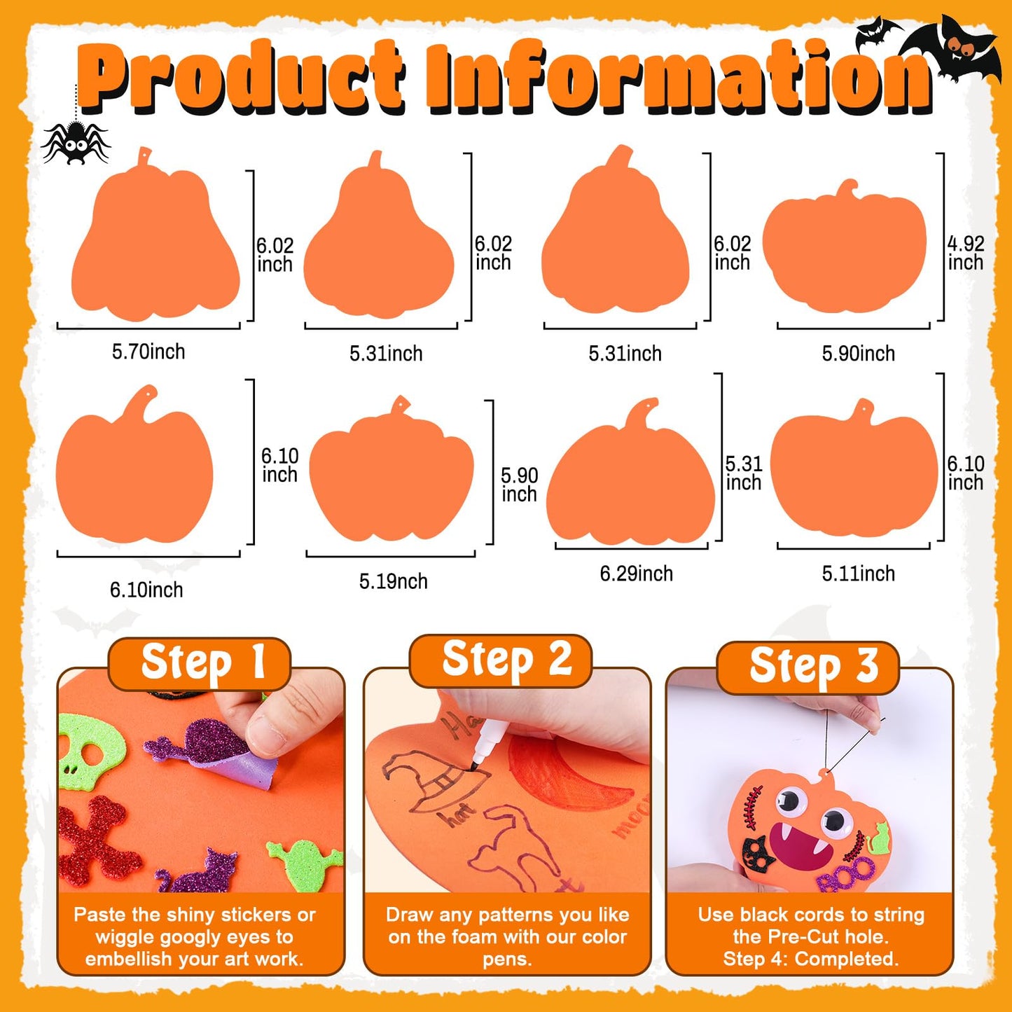Max Fun 332PCS Halloween Crafts for Kids, Halloween Activities Foam Pumpkins for Crafts Stickers Gift Kits, DIY Art and Craft Set for Holiday Classroom Decorations Party Favors Supplies