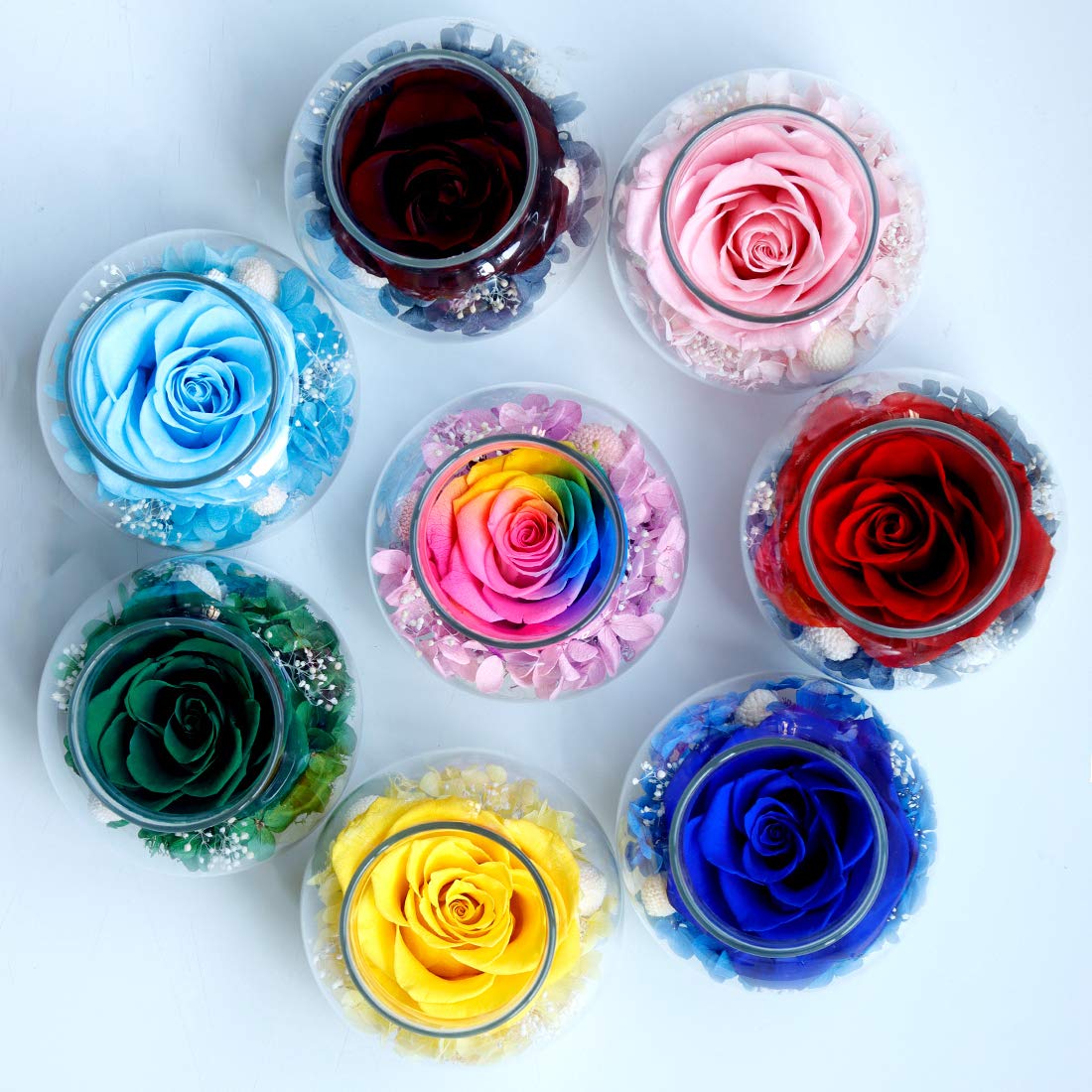 roliys Preserved Real Roses with Colorful Mood Light Wishing Bottle, Eternal Rose，Never Withered Flowers, Table Decor,Christmas Anniversary Valentine's, Red 4.3inch, 1pcs