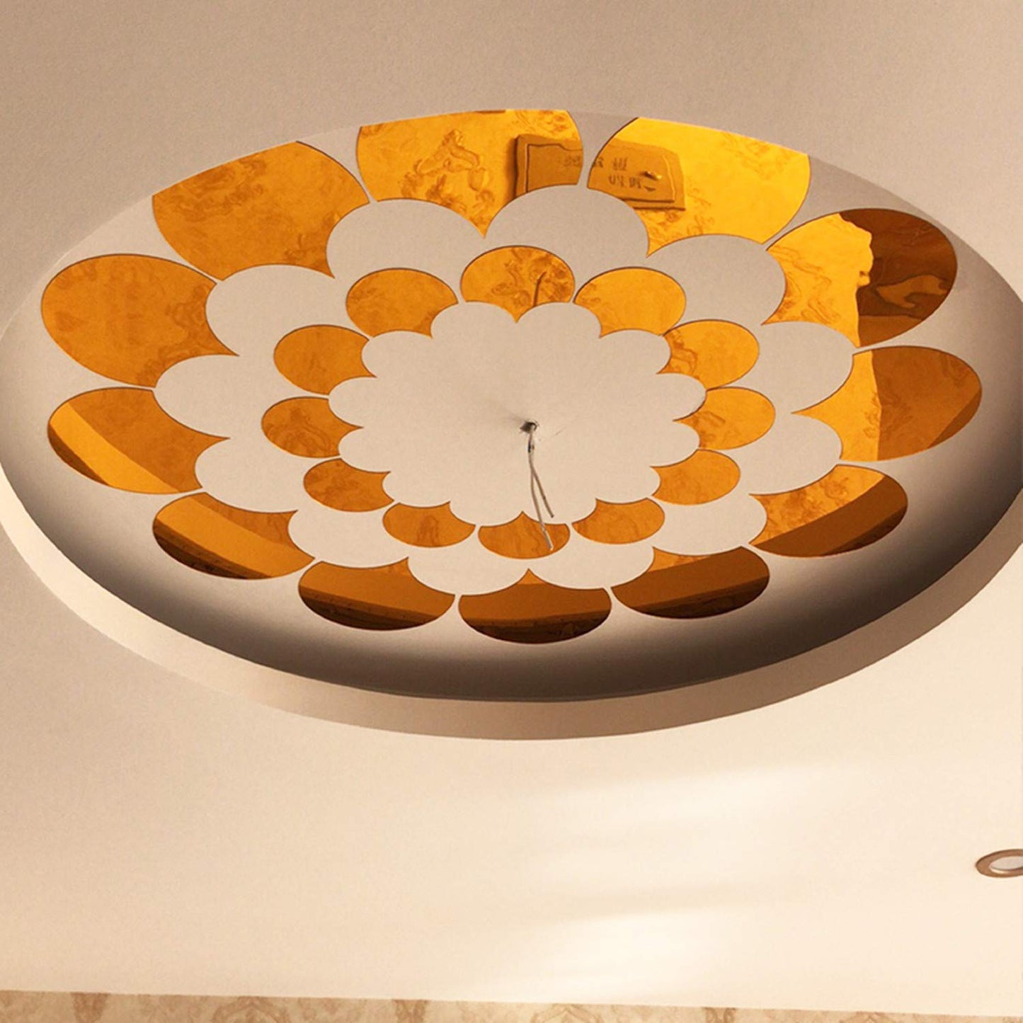 YongPan Top Ceiling Light Acrylic Decorative Mirror Wall Sticker,Flower Acrylic Mirror Wall Sticker for living room, bedroom porch Décor,Decal stickers (Gold, Outer Diameter 22.83inch)