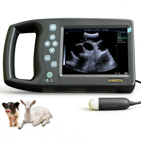 SUNBESTA Portable Veterinary Ultrasound Pregnancy Scanner with 5.7” HD Display, Waterproof 3.5MHz Probe with Heating, Lightweight Handheld Machine with Carrying Case for Dogs, Pigs, Sheep & Farm Use