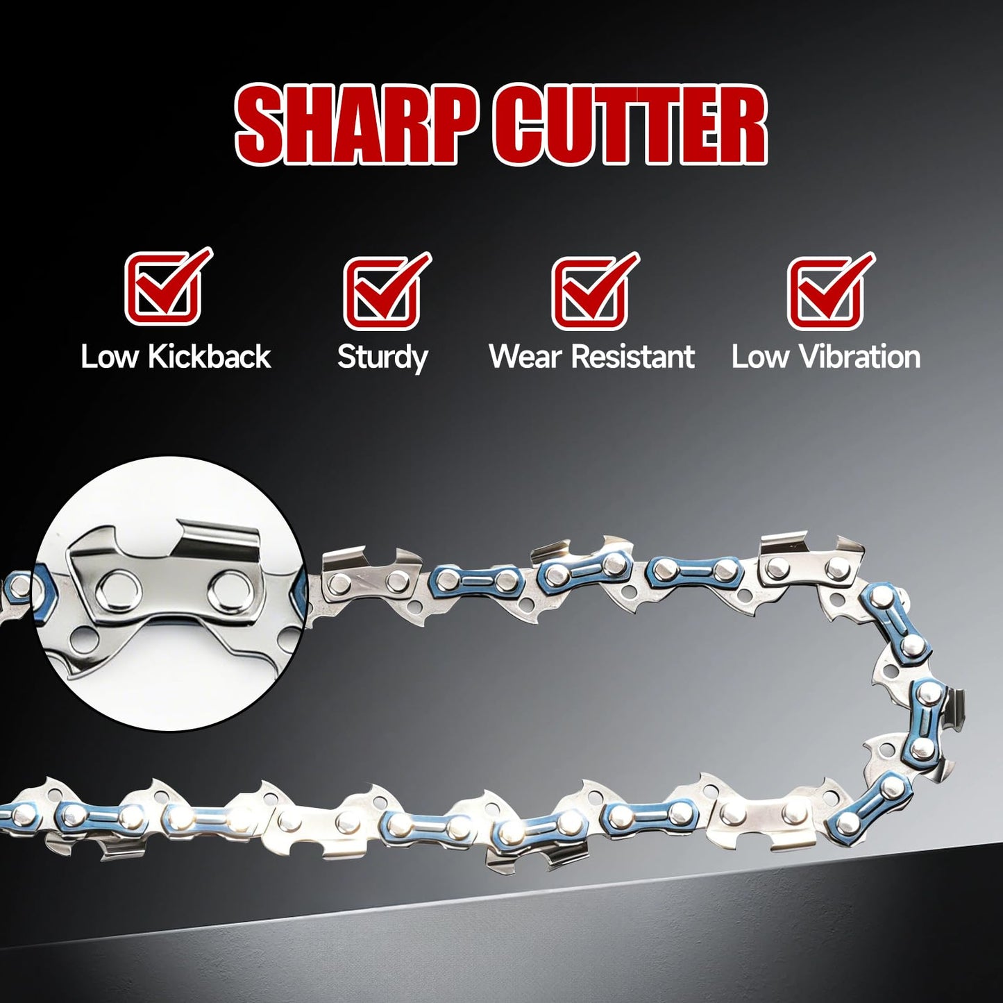 5 Pack 18 Inch Chainsaw Chain 3/8" LP Pitch .050" Gauge 62 Drive Links Fits Poulan, Kobalt, Echo, Ego, Greenworks and More