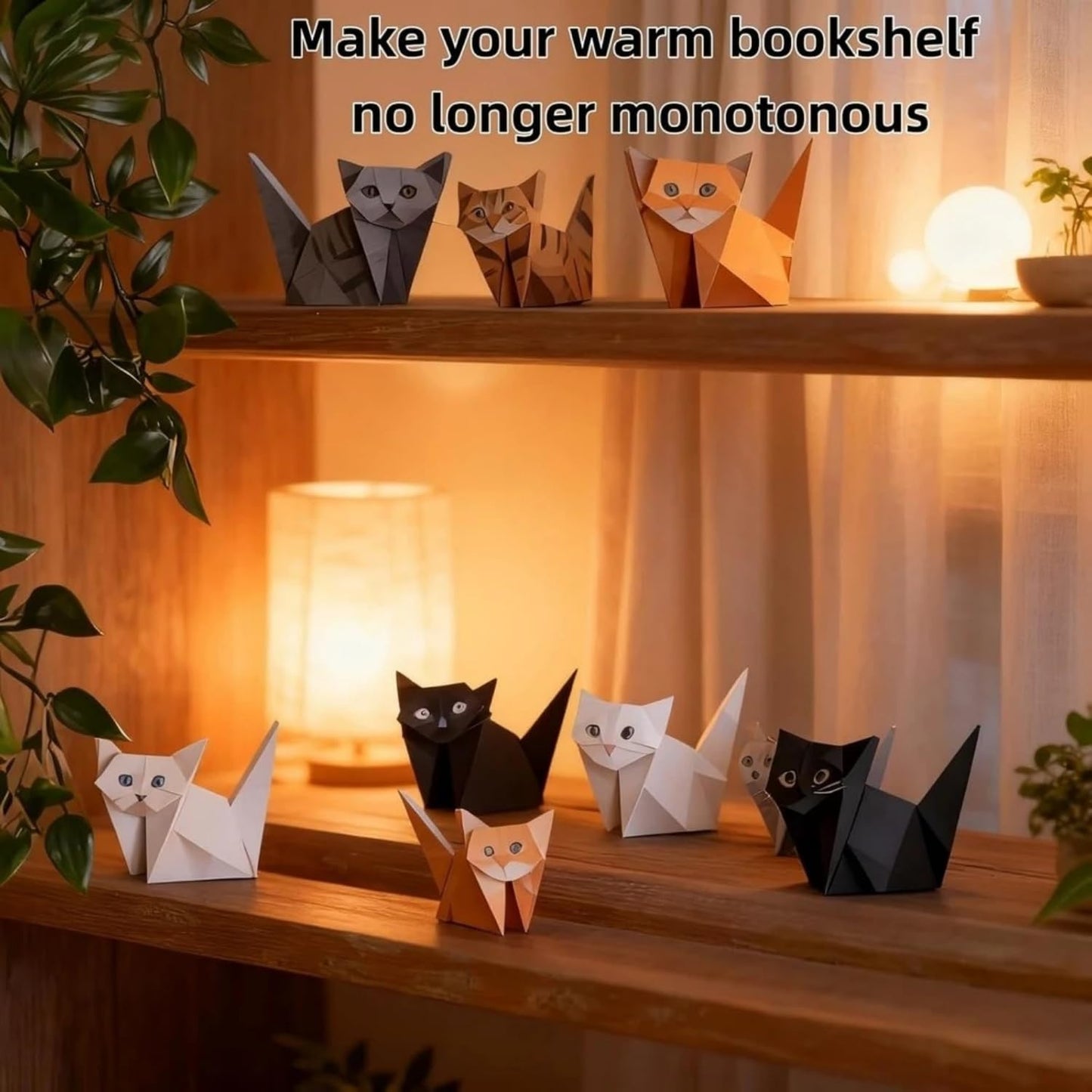 DIY Paper Cat Origami Kit - 50 Sheets DIY Origami Paper to Fold 3D Cute Cats Figures, Desk Decoration Handmade Paper Craft Kit Decoration & Gift for Pet Lovers (Cat 50pcs)