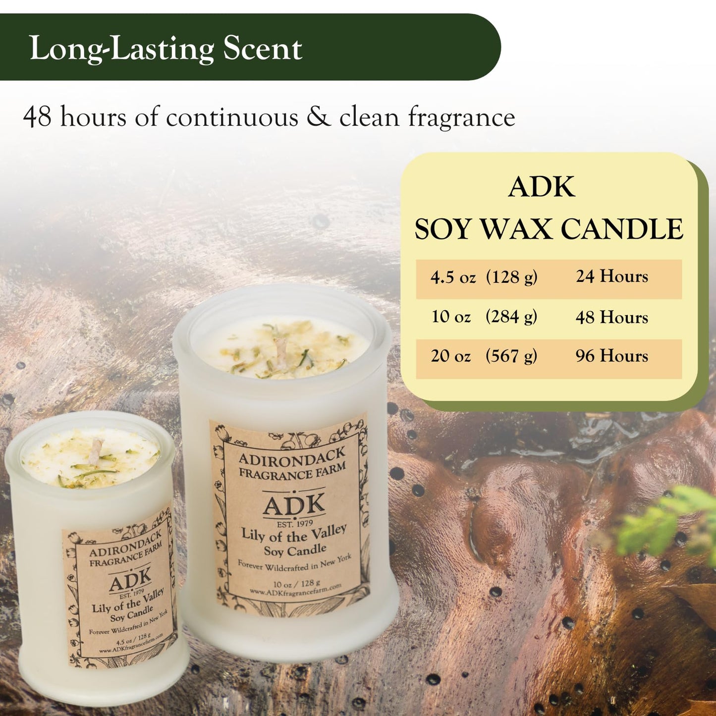 ADK Lily of The Valley Scented Candle, 10 Oz Aromatherapy Candle, Proudly Poured in The USA, Natural Wax for Relaxation and Home Décor, for Gift, Kitchen, and Living Spaces