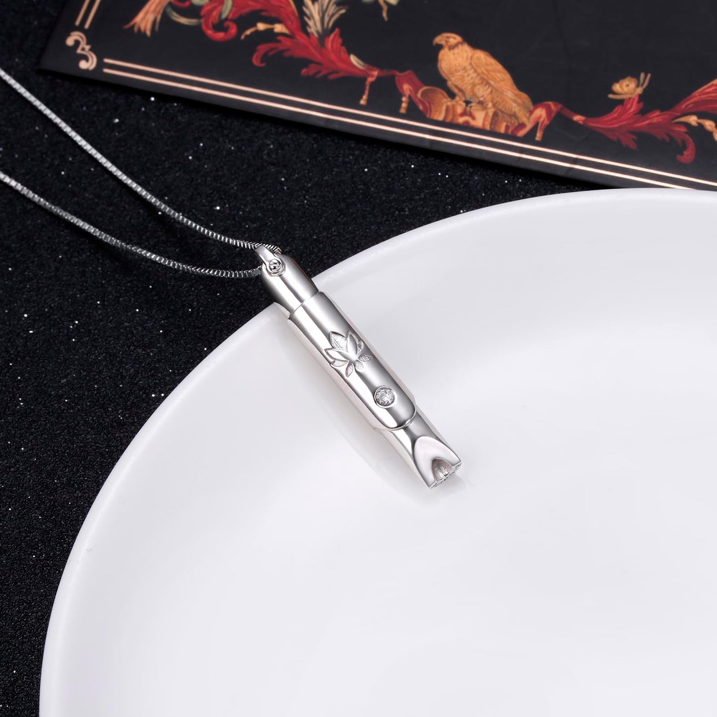 Ladytree Breathing Necklace for Anxiety Relief Sterling Silver Anxiety Necklace with Lotus Design Stop Smoking Necklace Quit Vaping Breathlace Mindfulness Gift for Women Men