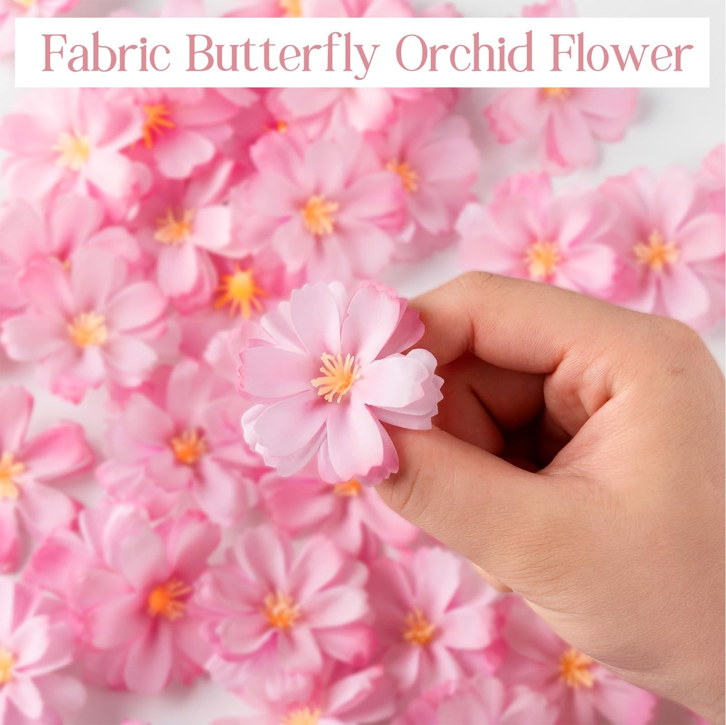 Maasechs 48 Pcs Pink Fake Flower Heads Bulk for Graduation Cap Faux Artificial Heads Silk Flower Head for Wedding Cake Topper Baby Shower Home Crafts Decoration