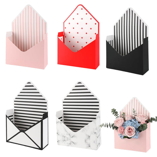 5 Pcs Flower Envelope Box, Florist Bouquet Envelope Boxes Folding Mother's Day Envelope Flower Boxes Paper Flower Bouquet Boxes for Arrangements Wedding Birthday Graduation Florists Supplies, 5 Styles