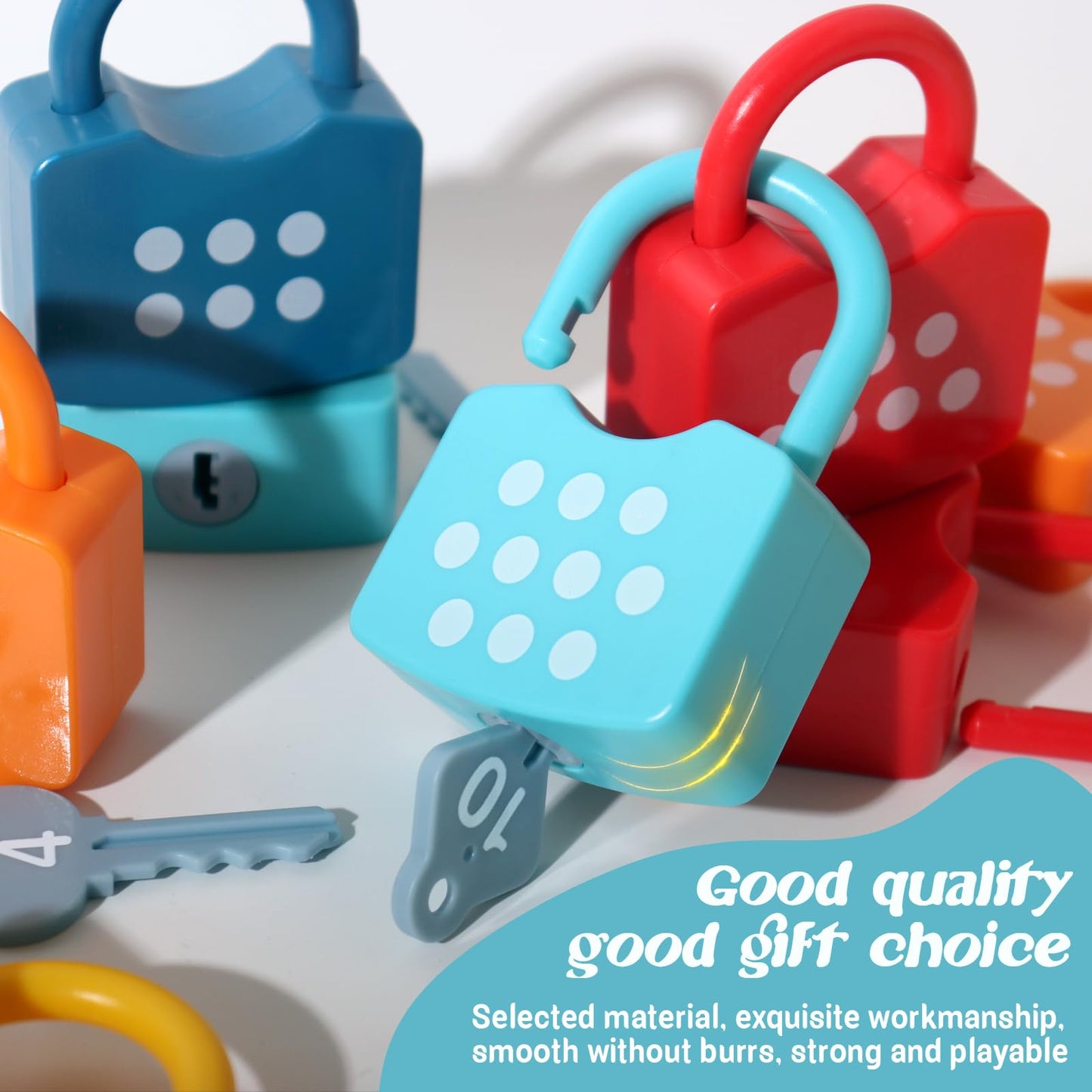 Dinhon Kids Learning Locks with Keys Numbers Matching & Counting Montessori Educational Toys for Ages 3 4 5 Boys and Girls Preschool Games Gifts