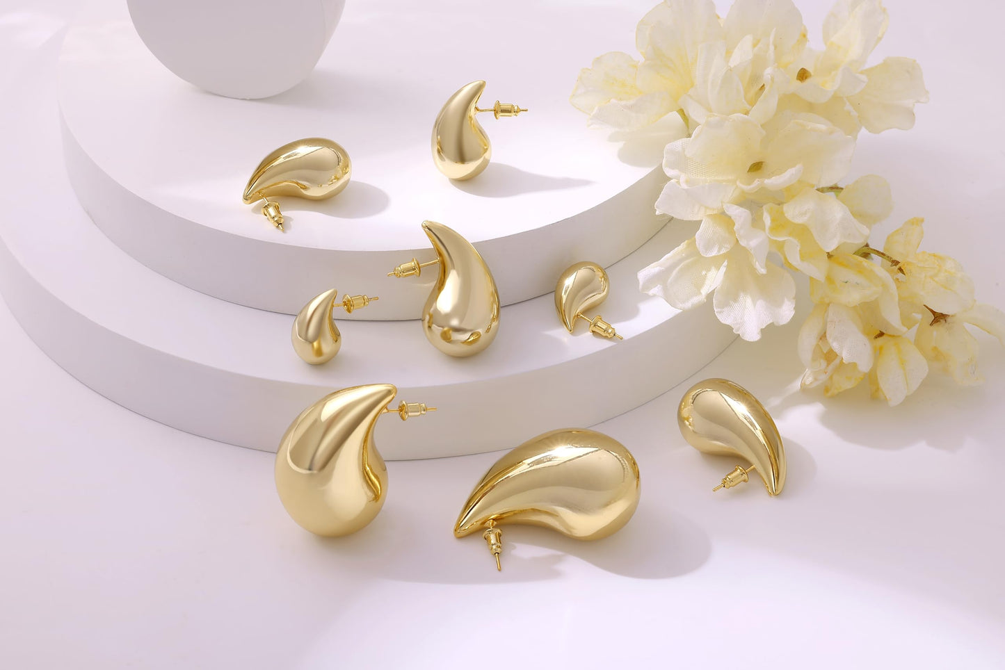 Gacimy 14K Gold Plated Teardrop Earrings Dupes for Women, Chunky Drop Earrings for Women with 925 Sterling Silver Post, 1.7 Inches