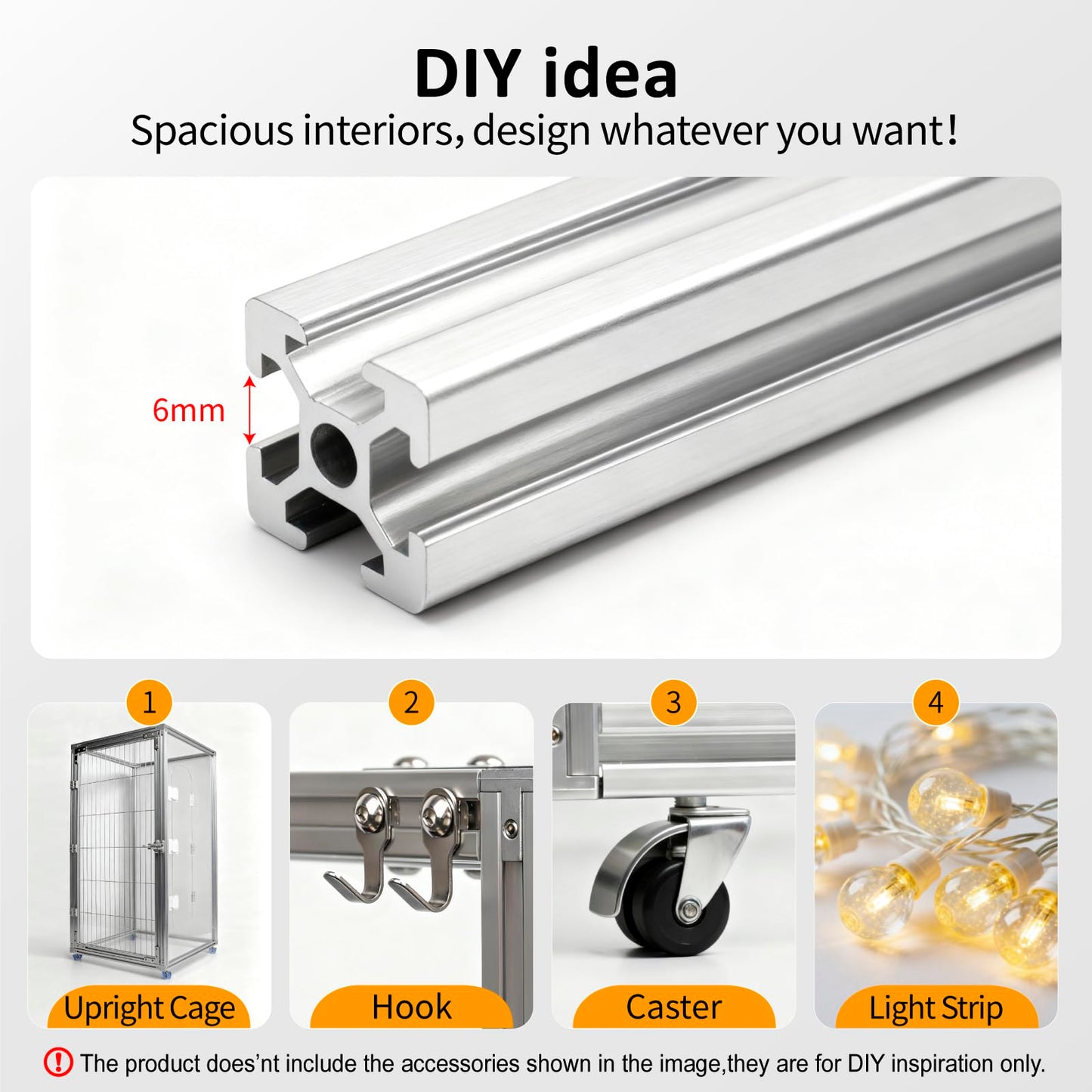 BESNEW Chewproof T Slot 2020 Aluminum Profile Hamster Cage,Large Hamster Cages,Top & Front Openable,Standard Aluminum Profiles for DIY Pet Habitats