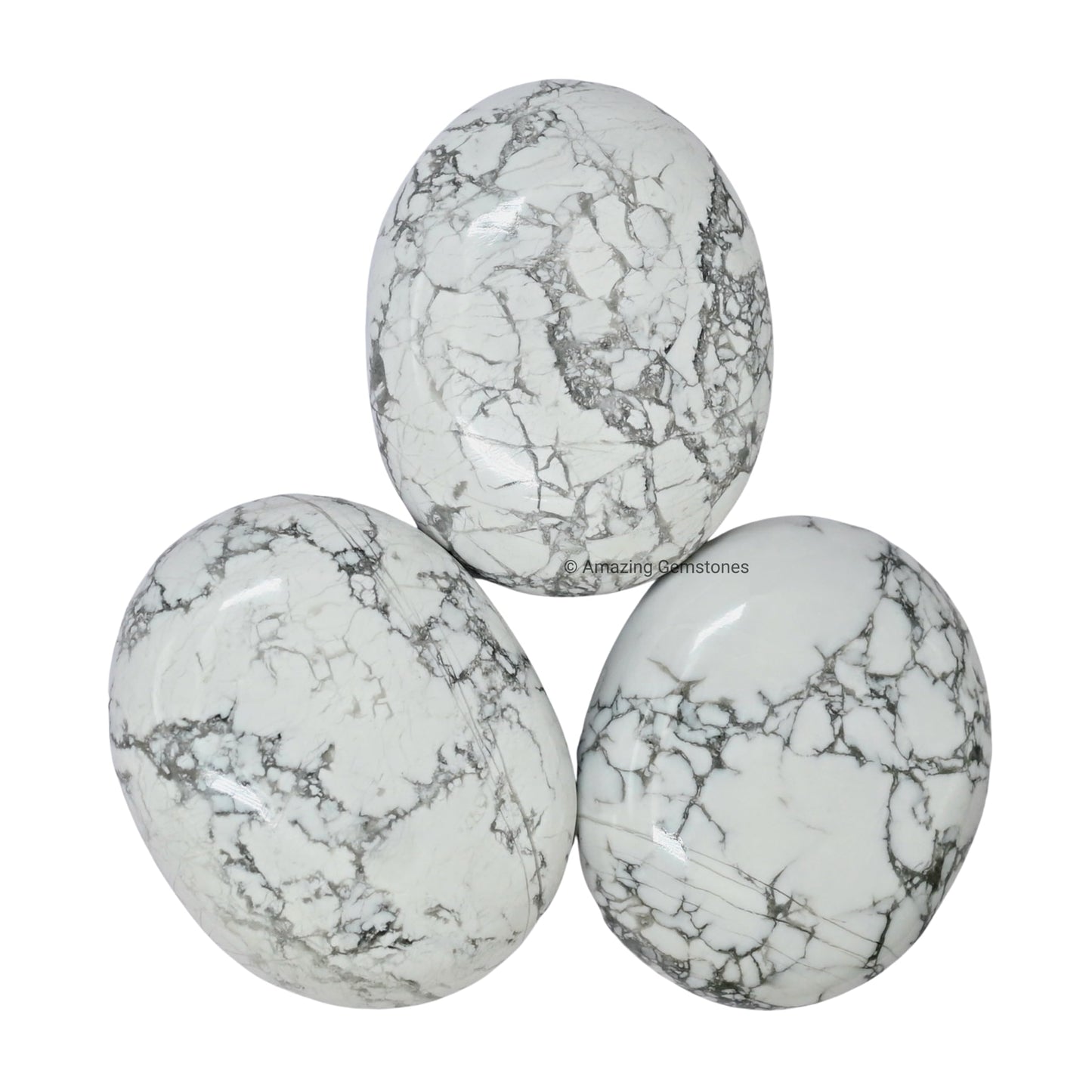 Amazing Gemstone Howlite Crystals and Healing Stones - Large Palm Stone Crystals Piedra - Crystal for Good Luck, Balanced Positive Energy, Meditation - Unique Stocking Stuffers Gifts for Women, Men