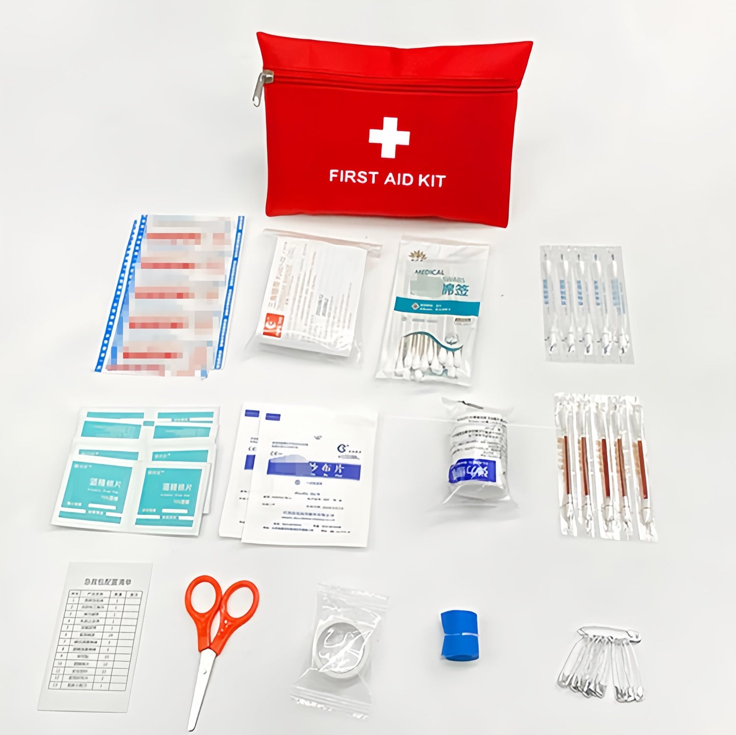 First Aid Kit Emergency Empty Medicine Storage Bag for Travel Portable Rescue Pill Pocket with Zipper Waterproof Small Red First Aid Bag for Car Outdoor College Essentials Medical Box Hiking Gear