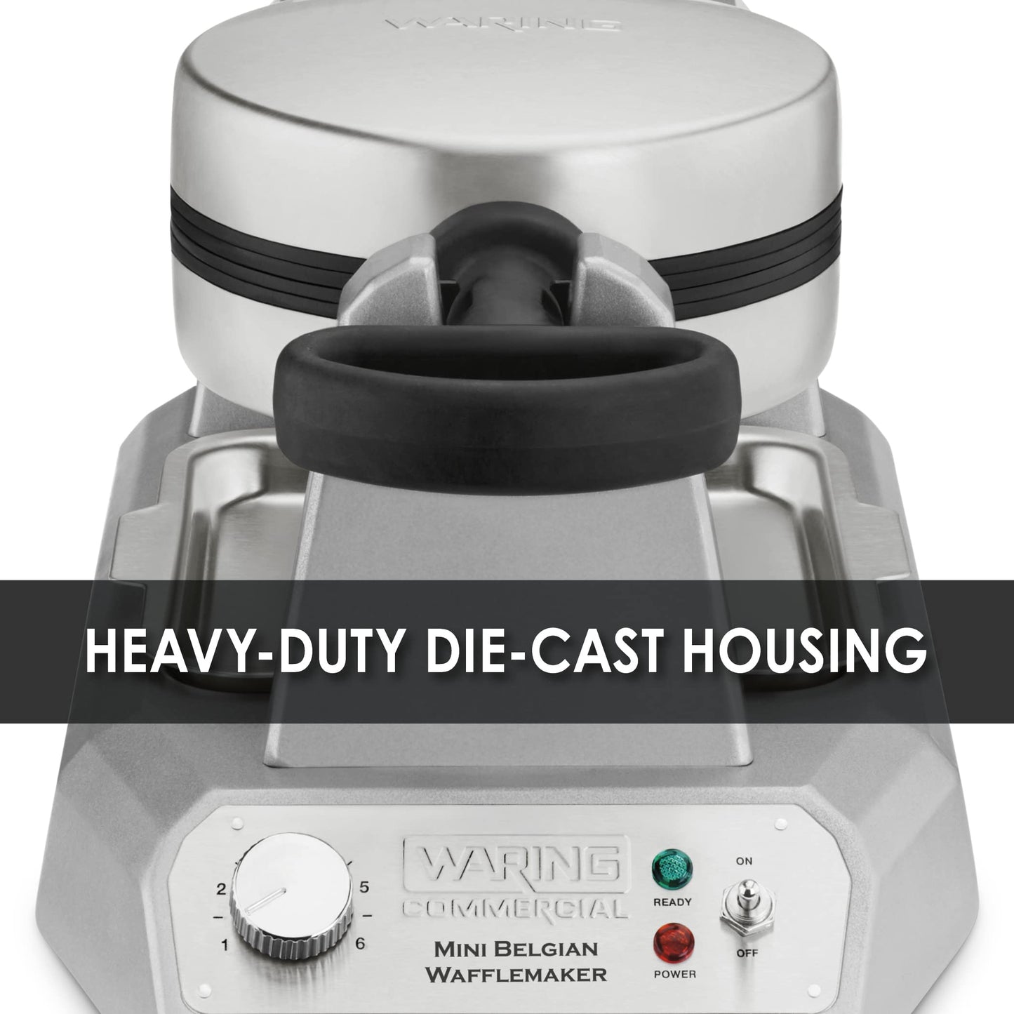 Waring Commercial WMB400X Single Mini Belgian Waffle Maker w/Cast Aluminum Grids 120V, 1200W 5-15 Phase Plug