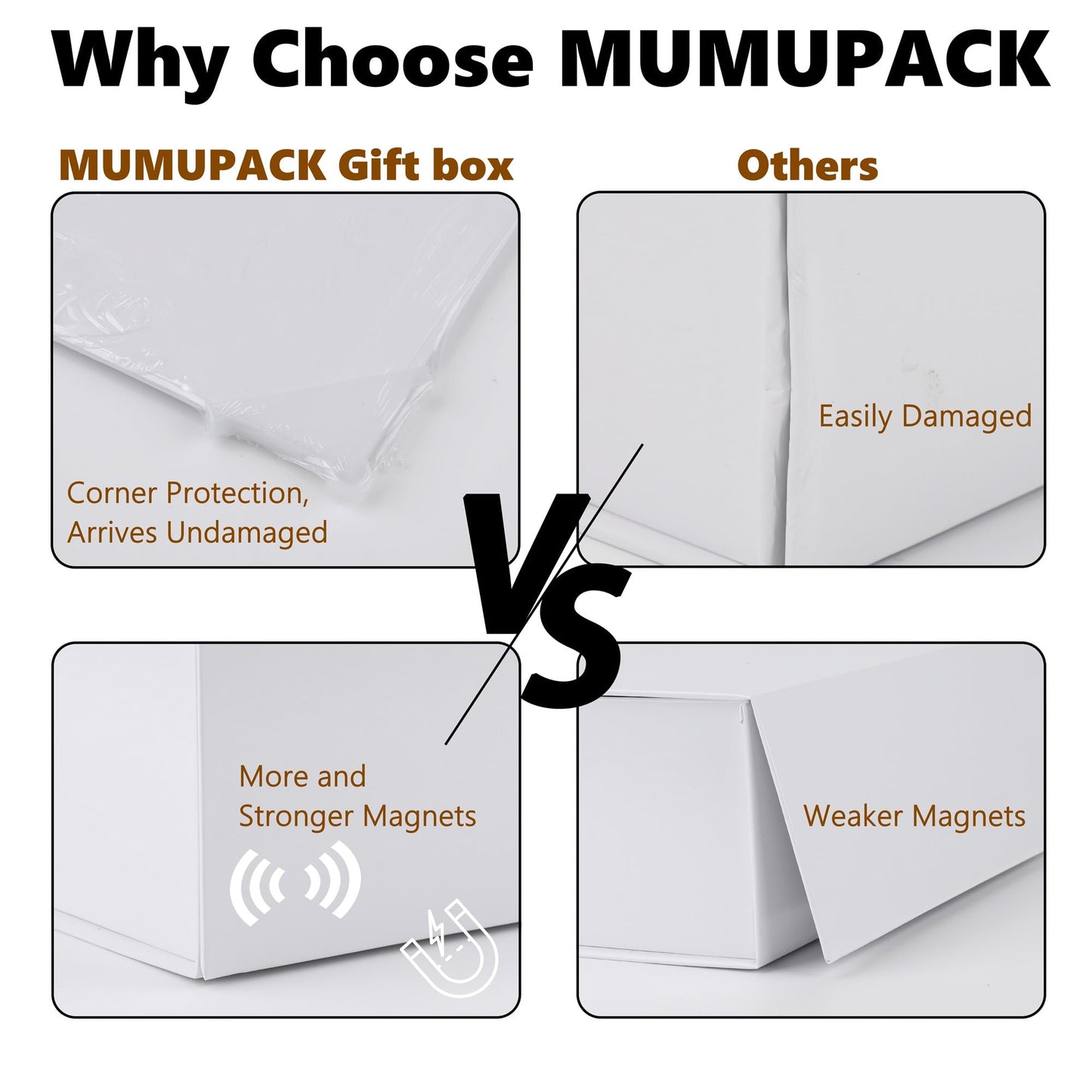 MUMUPACK White Large Gift Box 16x14x5.3 With Lid, Ribbon, DIY Printable Sticker Paper - Magnetic Bridesmaid Proposal Box for Birthday, Wedding, Graduation Presents