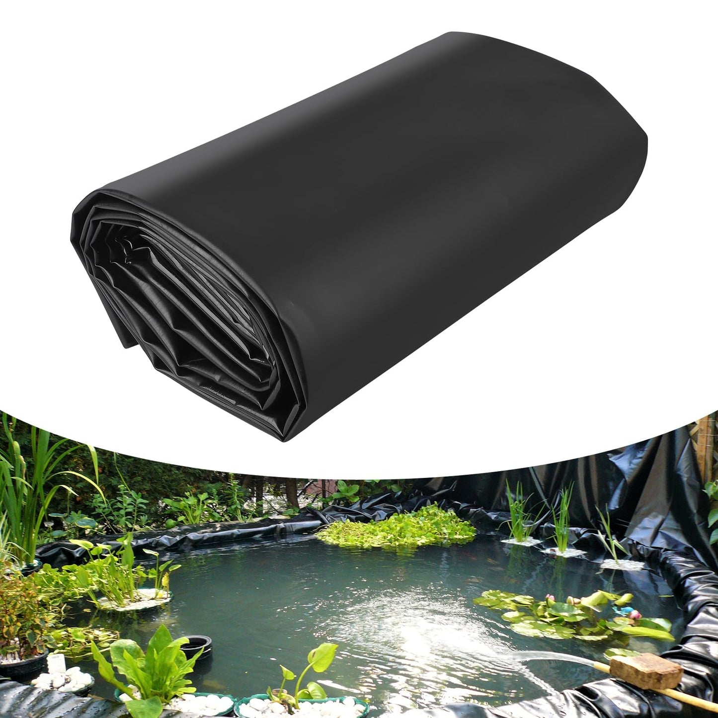 IDEALHOUSE HDPE Pond Liner, 10 x 13 ft, 20 Mil, UV and Puncture Resistant, Easy-Cut Flexible Liner for Koi Ponds, Waterfalls, and Water Gardens, Black