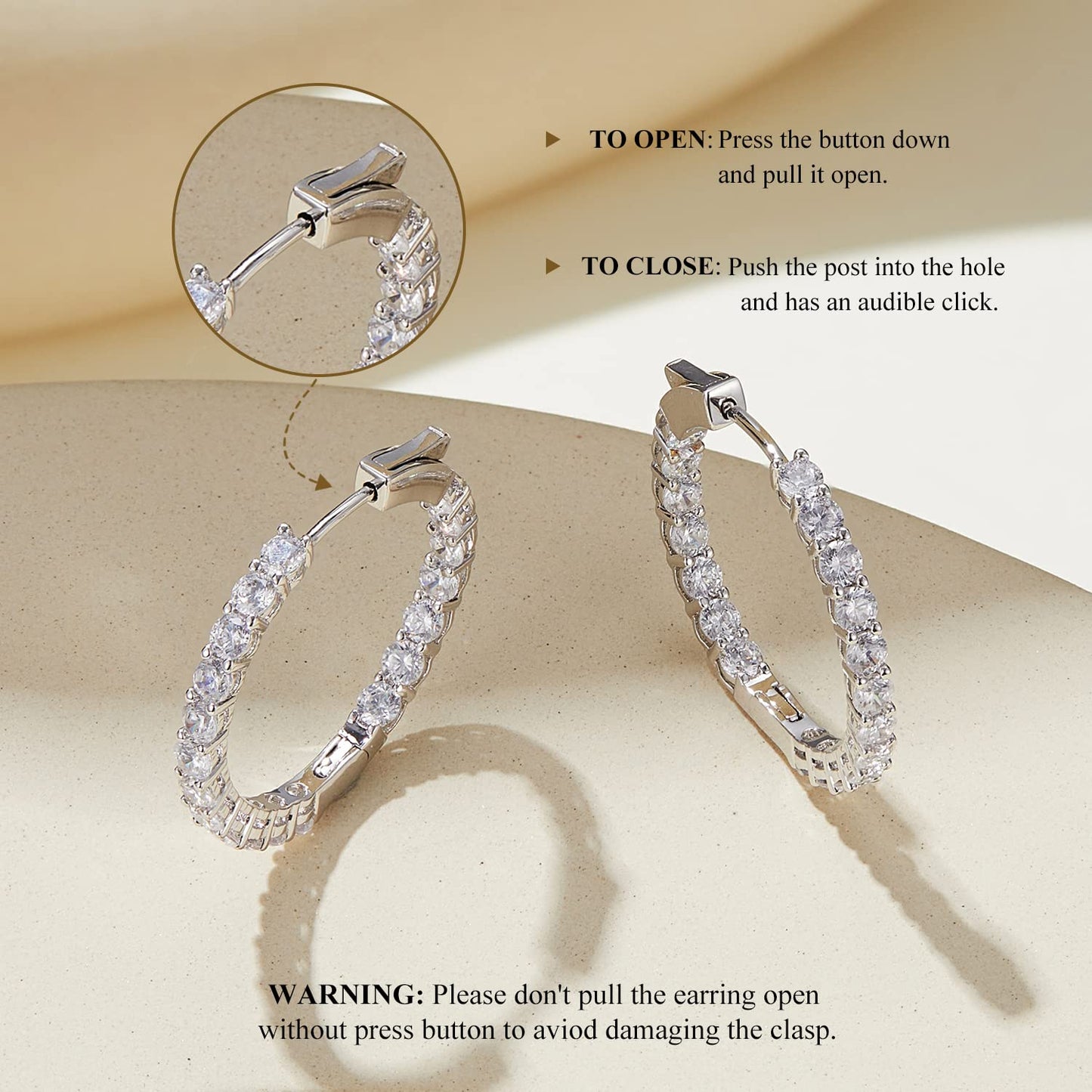 Silver Hoop Earrings for Women - White Gold Plated Cubic Zirconia Diamond Earrings - Anniversary, Valentine's Day, Mother's Day, Birthday Jewelry Gift