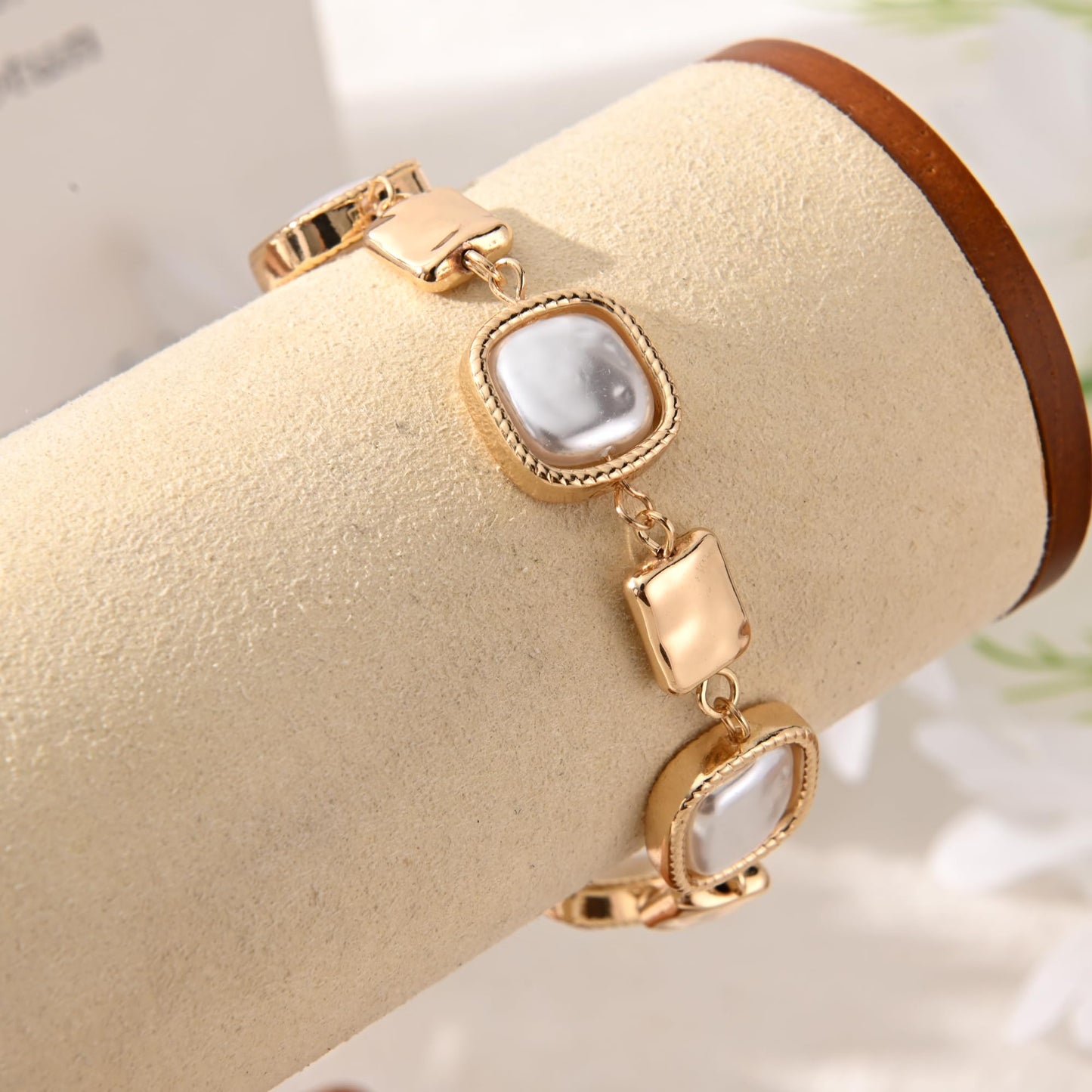 Ginyejly 14K Gold and Silver Plated Special Cain Link with Toggle Clasp Closure in Daily or Party for Women Fashion Jewelry Gifts (square&pearl)