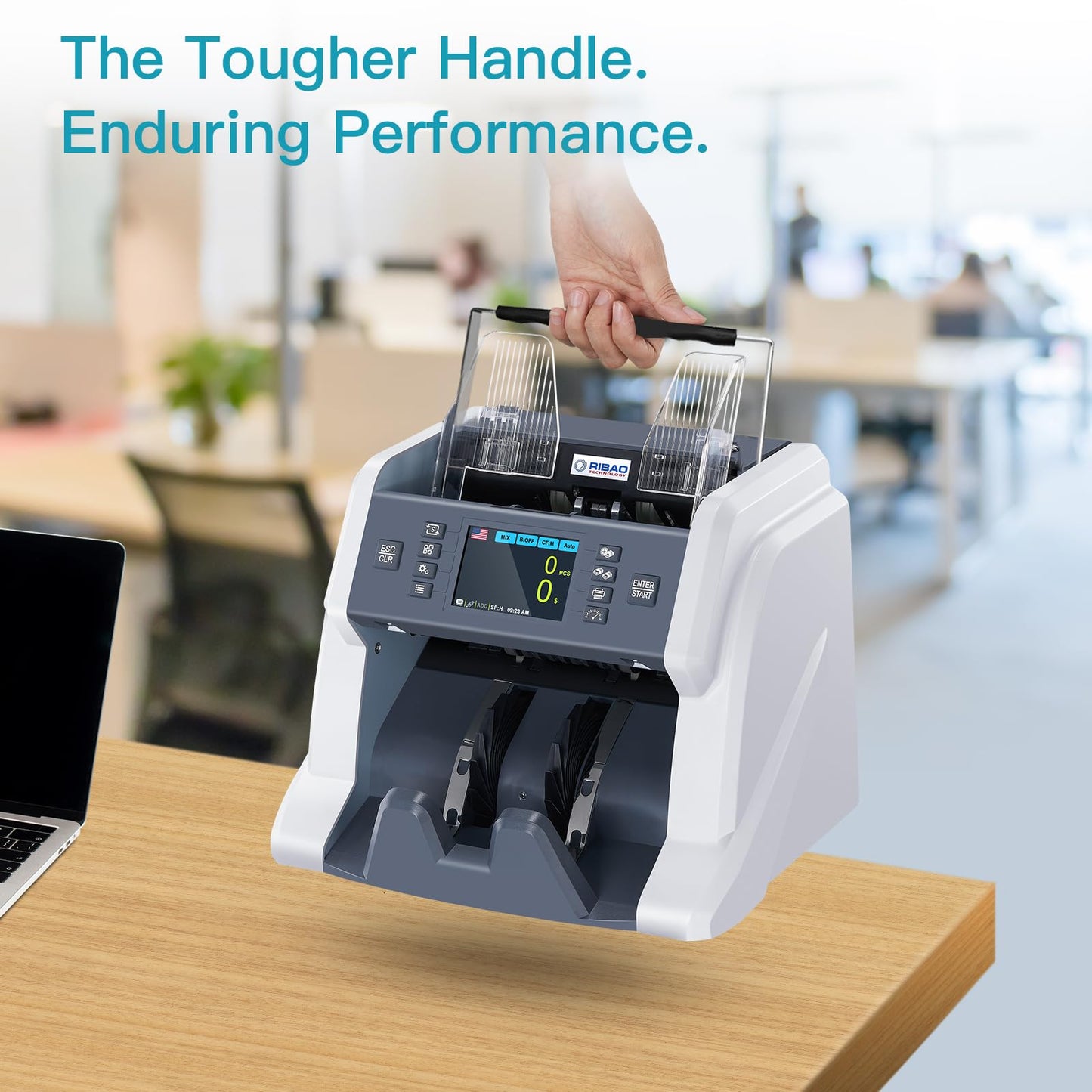 RIBAO BC-40 Mixed Denomination Money Counter Machine, Value Counting, Bill Counter Multi Currency, CIS/UV/MG/IR Counterfeit Detection for Business
