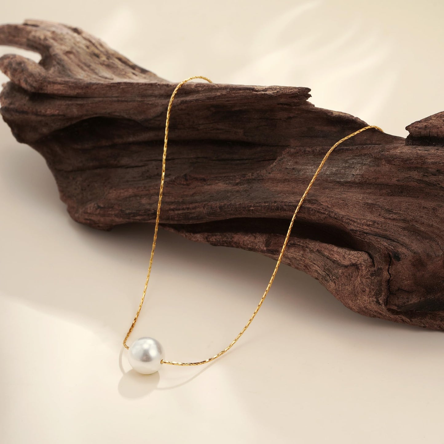 Treasure Bender Pearl Necklaces for Women Trendy, 14k Gold Plated Dainty Necklace Simple Pearl Drop Single Charm Pendant Necklace Birthday Wedding Gifts Gold Jewelry for Women