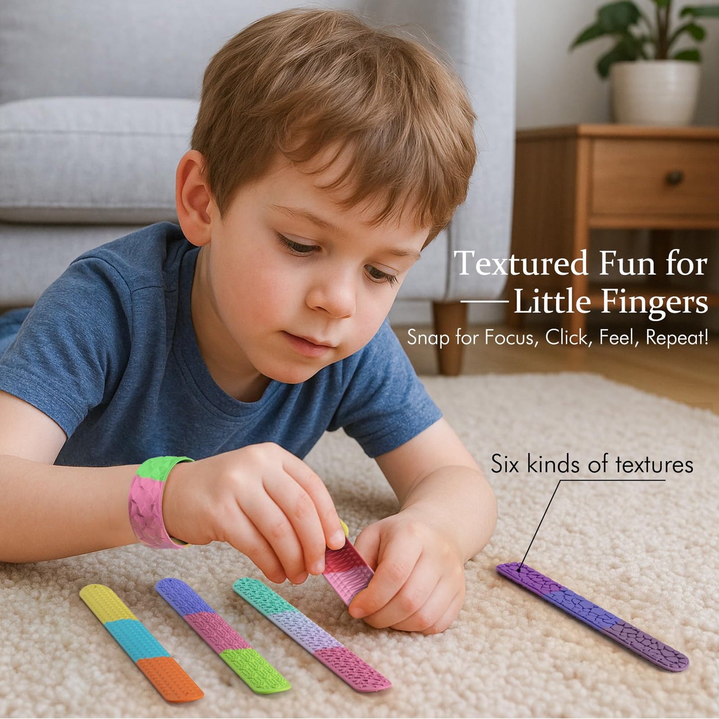 Sensory Slap Bracelets for Kids Teens,6PCS Fidget Toys Snap Bracelets for Stress Anxiety Autistic ADHD,Calm Down Classroom Travel Students Prizes Toys, Stocking Stuffers for Teens Boys Girls
