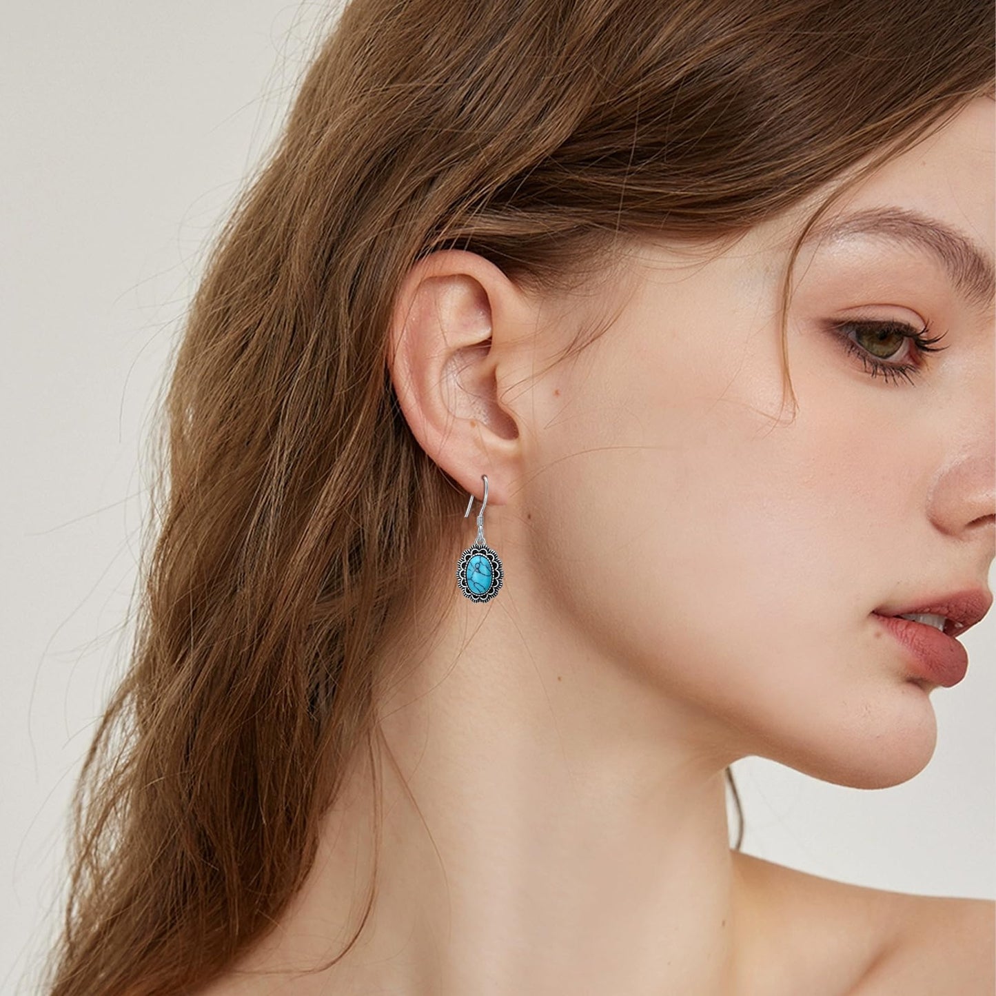 KoyeKei Concho Western Earrings for Women 925 Sterling Silver Turquoise Country Dangle Drop Earrings Vintage Boho Jewelry Country Concert Gifts for Cowgirl Cowboy