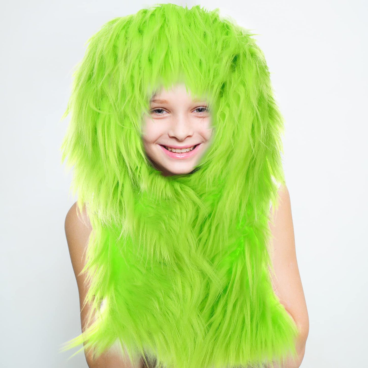Tatuo 4 x 100 Inch Green Faux Fur Fabric Christmas Fluffy Fuzzy Craft Fake Fur Cuts Shaggy Synthetic Plush Patch Sewing DIY Winter Halloween Costume Gnome Beard Miniature Dolls Rugs Mats Gift