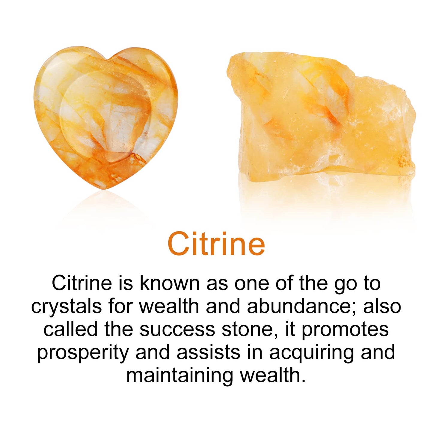 LEADGEM Citrine Heart Worry Stone Citrine Crystals Heart Shaped Thumb Stone Palm Love Citrine Gemstone Stones with Gifts Box 1.7”