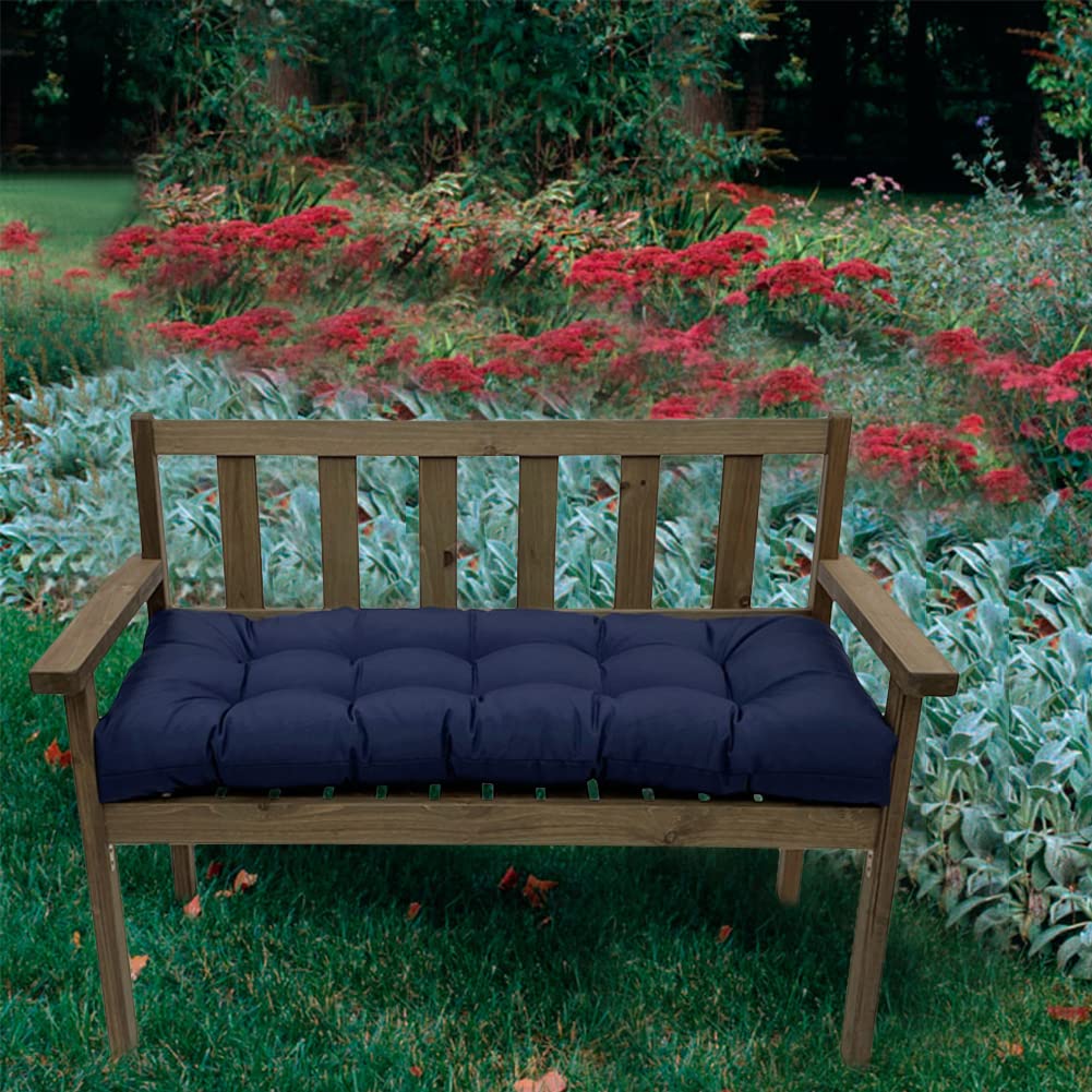 SEAHOME Waterproof Indoor/Outdoor Garden Bench Seat Cushions,Tufted Loveseat Cushion for Patio Furniture,Swing, Wicker, Garden Bench, Indoor, Shoe Storage, Window (51.1 X 19.6 Inch, Dark Green)