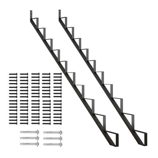 CCBOYSHARDWARE Steel Stair Stringer 10 Step, Metal Stair Riser with Pre-drilled Holes for 81in Deck Height, Heavy Duty Outdoor Steps, Max Load 500lbs,2 Pcs