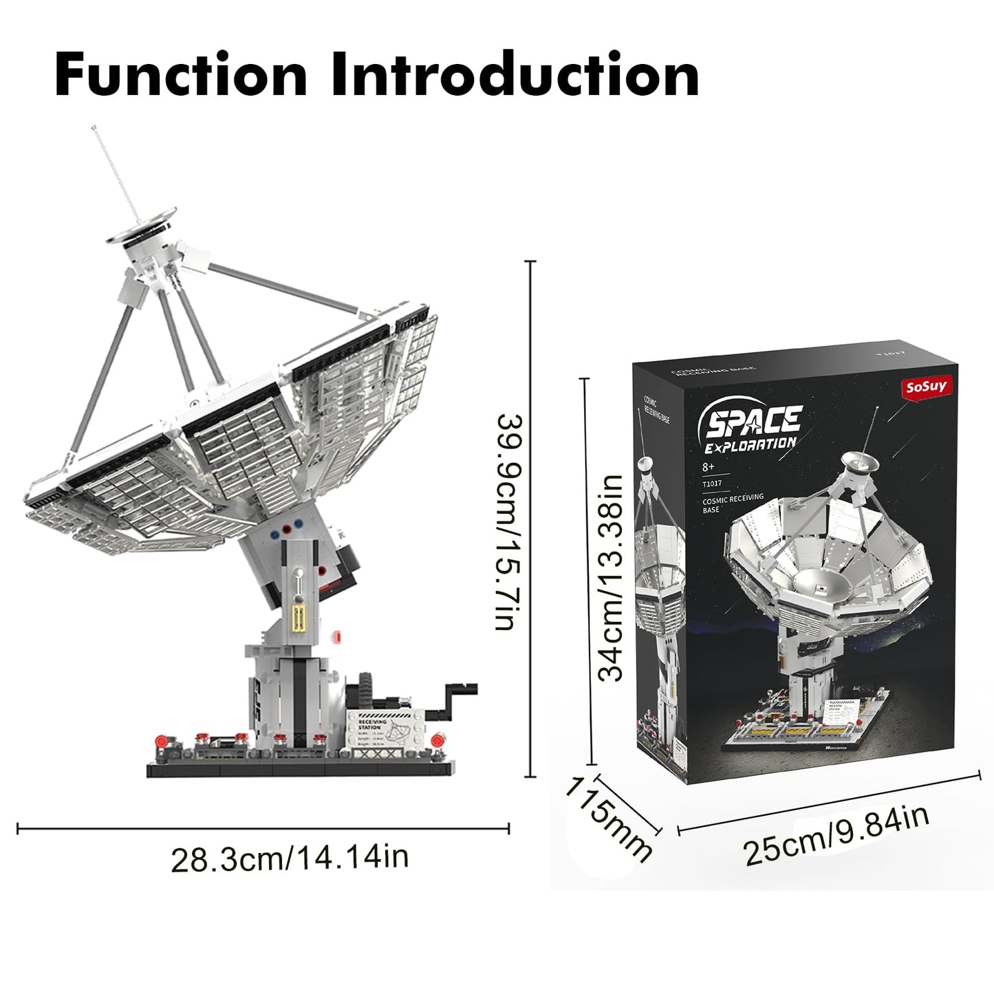 Sosuy Space Exploration Radio Telescope Building Blocks Set, STEM Toys for Boys 8+, Satellite Communication Base Model, Space-Themed Kit for Kids Adult Teens Girls Display