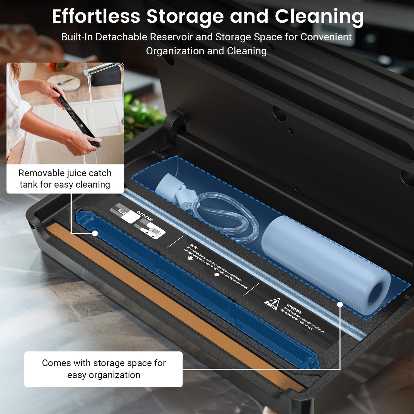 BLITZHOME Sous Vide Machine & Vacuum Sealer & 30 Pcs Kit Bundle: WiFi Enabled Sous Vide Cooker and 6 Easy Modes Sealer with Built in Cutter, 30Pcs Bags,1 Roll, 1 Vacuum Pump, 5 Air Valves, 5 Sealing