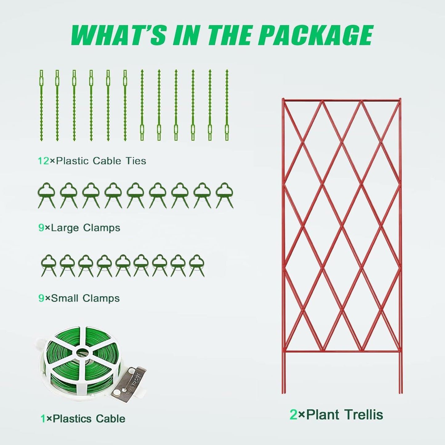 DoCred Red A-Frame Metal Garden Trellis, 2 Pack, PVC-Coated Steel, Perfect for Cucumbers, Squash, Peas, Flowering Vines