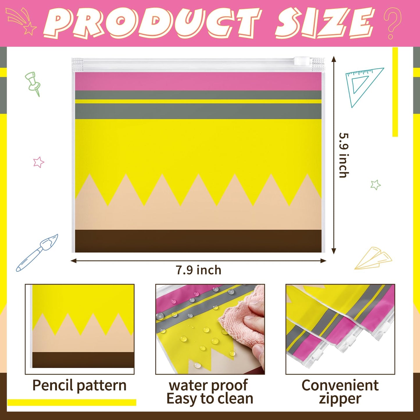 SilTriangle 60 Pcs Teacher Appreciation Gifts Bulk Teacher Survival Kit Waterproof Pencil Pouch Makeup Bags Small Cosmetic Toiletry Bag Thank You Gifts for Women Men Office Graduation Season Supplies