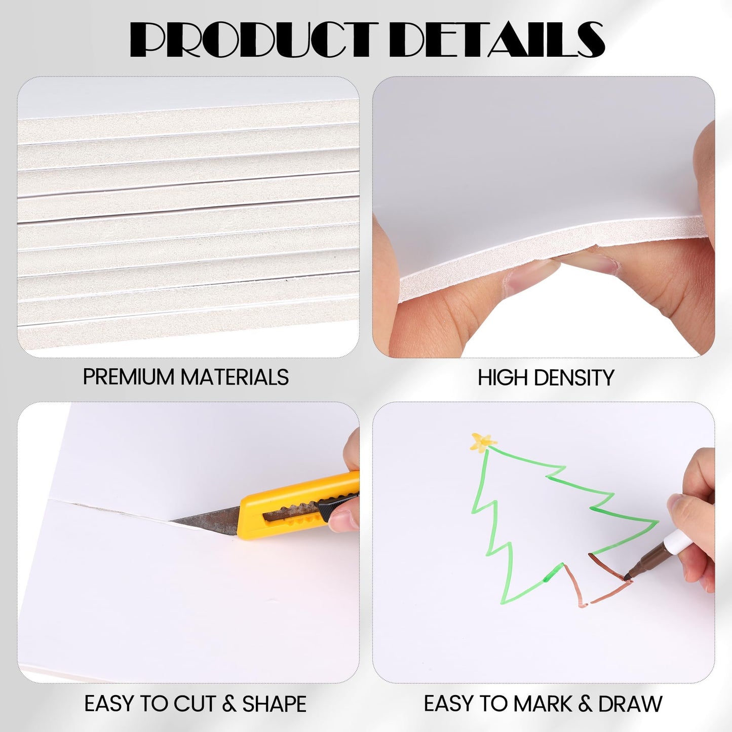 Elcoho 12 Pack White Foam Board, 24 x 36 Inch Acid-Free Foam Core Board, 5mm Thick Double Sided White Poster Boards for Presentation Art Display Office School Projects Crafting Sign Making