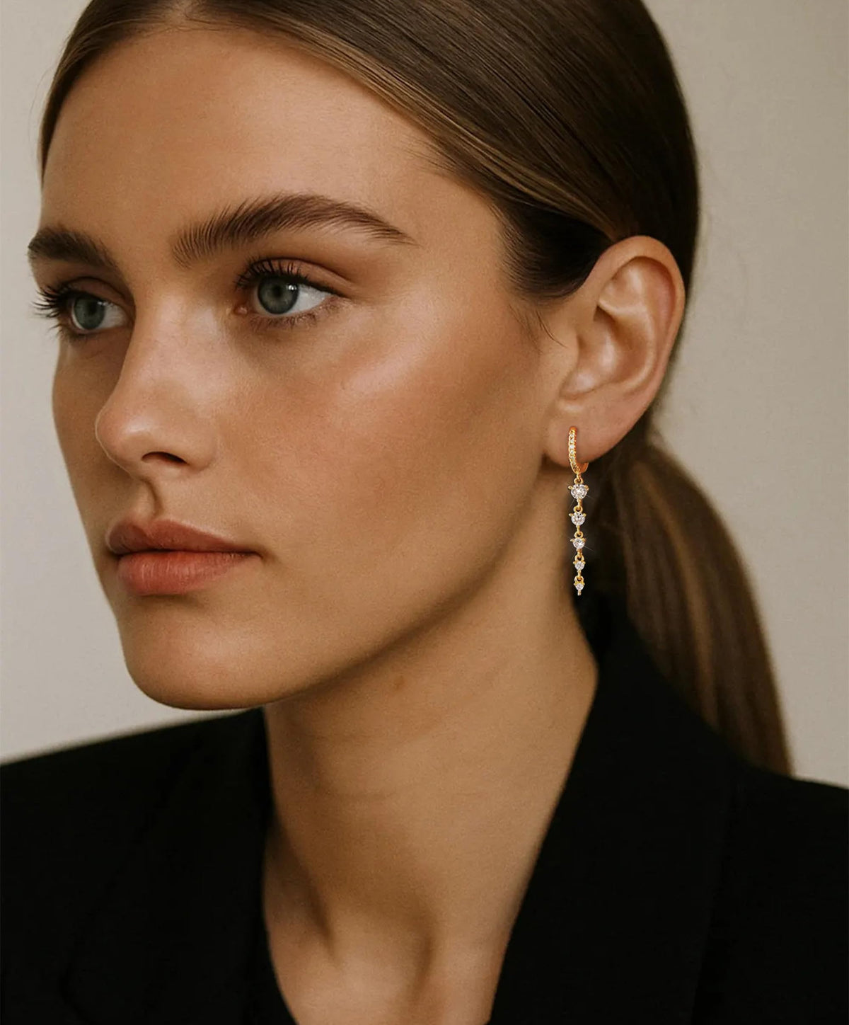 Lunvky 14K Gold Plated Dangle Earrings for Women Dainty Silver Drop Earring Trendy Long Dangling Wedding Bridesmaid Hoop Diamond Crystal Cute Earring Prom Jewelry Graduation Gifts