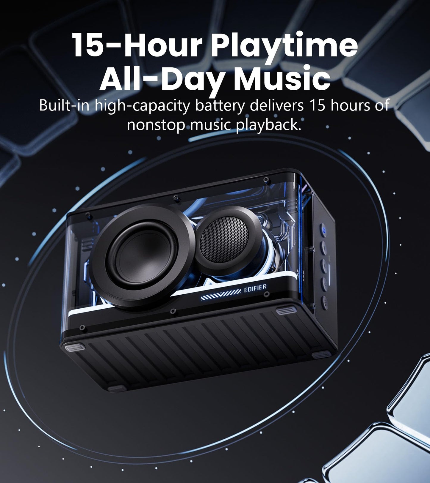 Edifier QD25 Bluetooth Speaker | Portable Desktop Audio, 25W (RMS) Dynamic Sound, Hi-Res Audio, Splendid Light Effects, 15H Playtime, Bluetooth 6.0, Wireless Stereo Pairing, Black