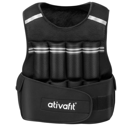 ATIVAFIT Fitness Weighted Vest Adjustable Reflective Vest for Running, Strength Training, Walking & Weightlifting (2‑22 lb)