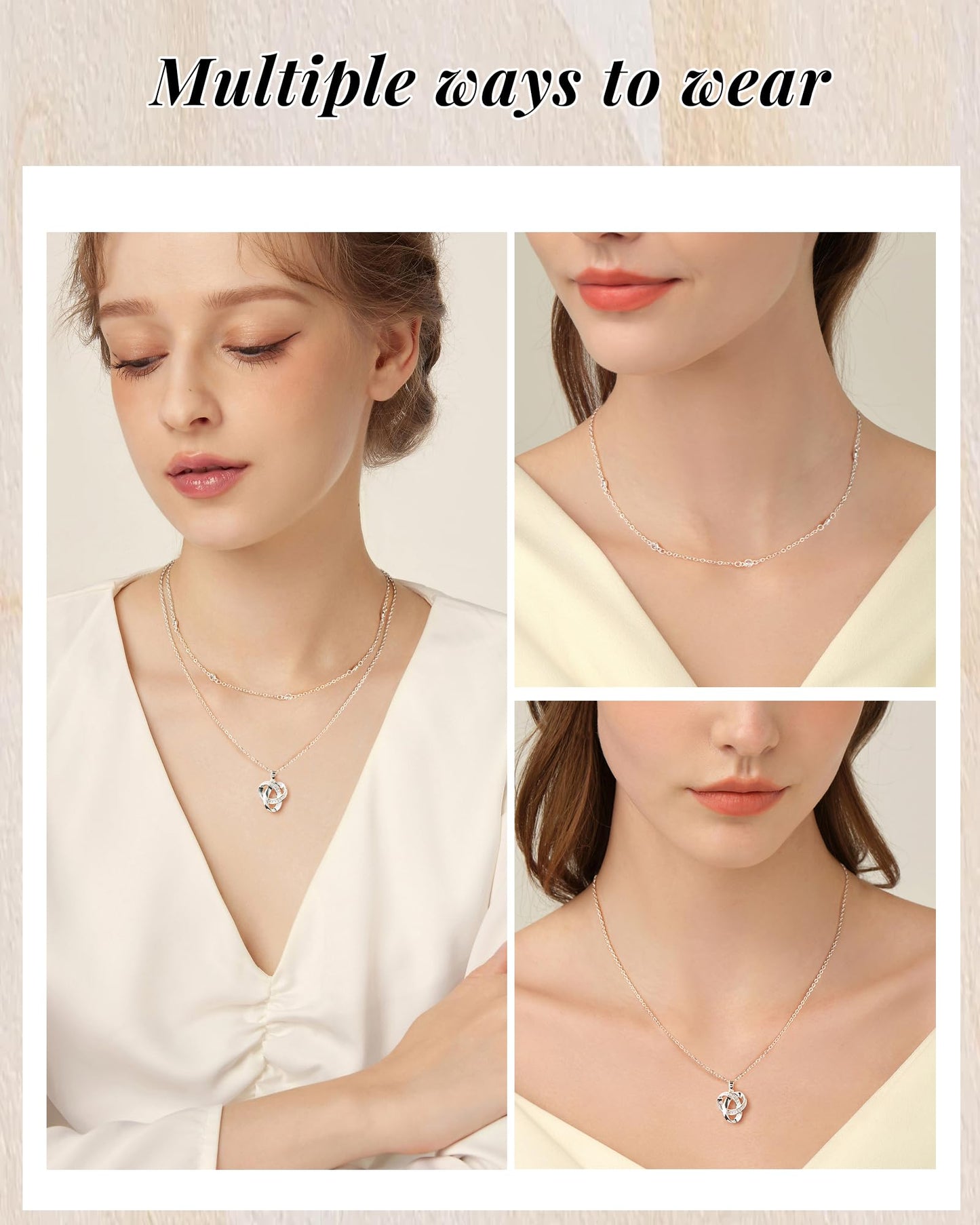 ACECHA Diamond Necklaces for Women-Dainty 18K Gold Silver Plated Choker CZ Layered Pendant with Pearl Diamond Zircon Cross Trendy Minimalist Necklace Jewelry Gifts For Women (silver-love knot)