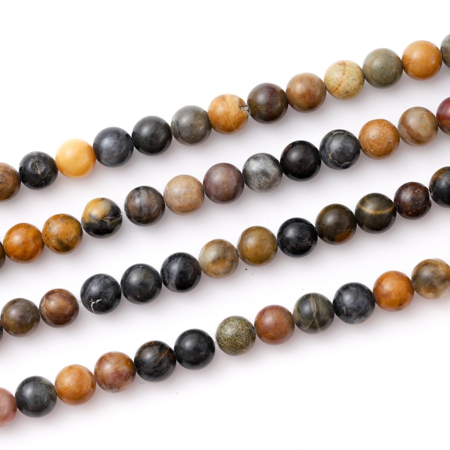 8mm 45pcs DIY Natural Petrified Wood Stone Beads Round Healing Crystal Gemstone Loose Beads for Jewelry Making Handmade Bracelet Necklace