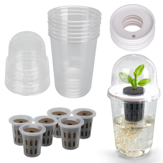 6 Pack Clear Hydroponic Nursery Kit, Transparent Plant Starter Hydroponic Pots for Seed Starting, Hydroponic System for Nursery