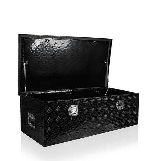 Vigorighter 48 Inch Aluminum Truck Tool Box, 48" x 19.5" x 17.5" Heavy Duty Truck Bed Storage Box for Pick Up Truck RV Trailer, Toolbox with Side Handles, Locks and Keys, Black