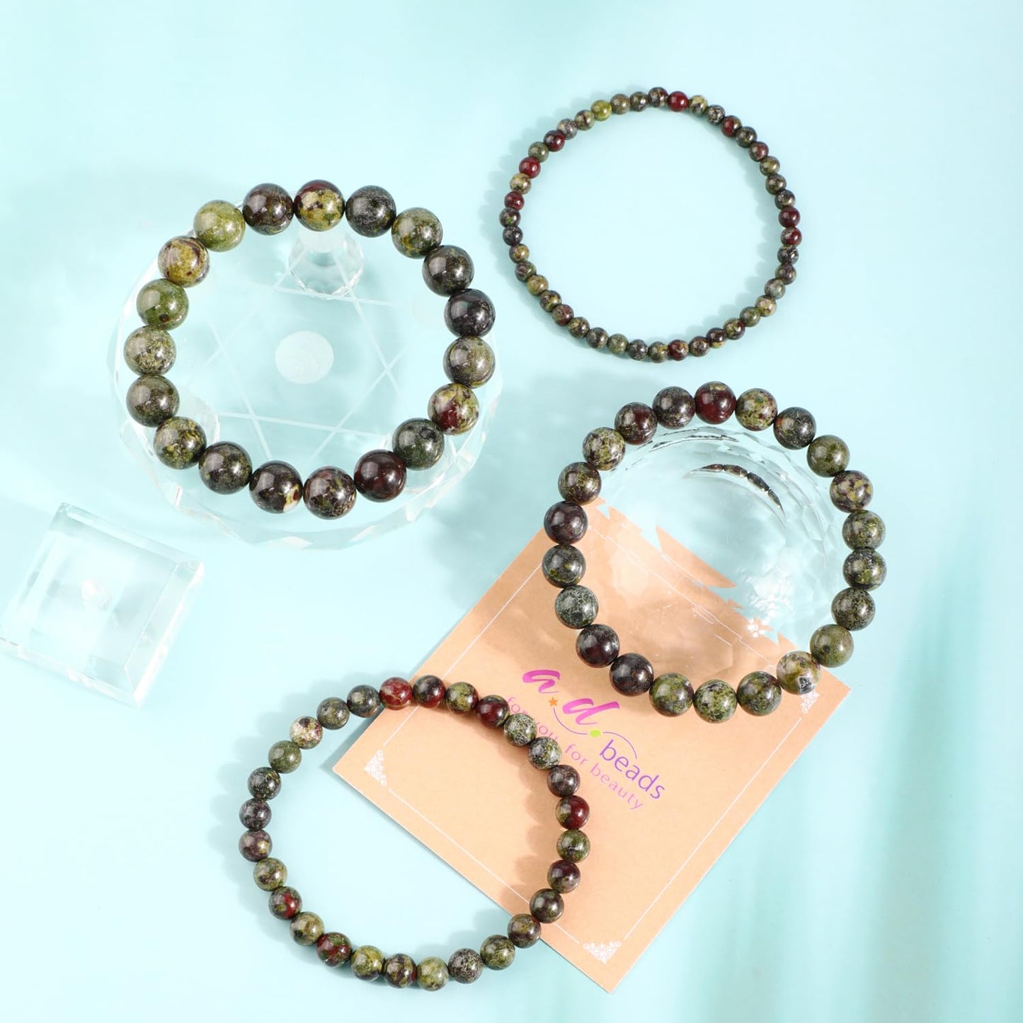 AD Beads 4mm Handmade Dragon Blood Jasper Elastic Bracelet – Natural Gemstone for Strength and Vitality – Meditation, Yoga, Healing and Energy Gift for Men Women