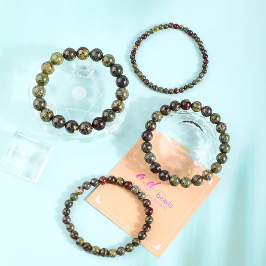 AD Beads 4mm Handmade Dragon Blood Jasper Elastic Bracelet – Natural Gemstone for Strength and Vitality – Meditation, Yoga, Healing and Energy Gift for Men Women