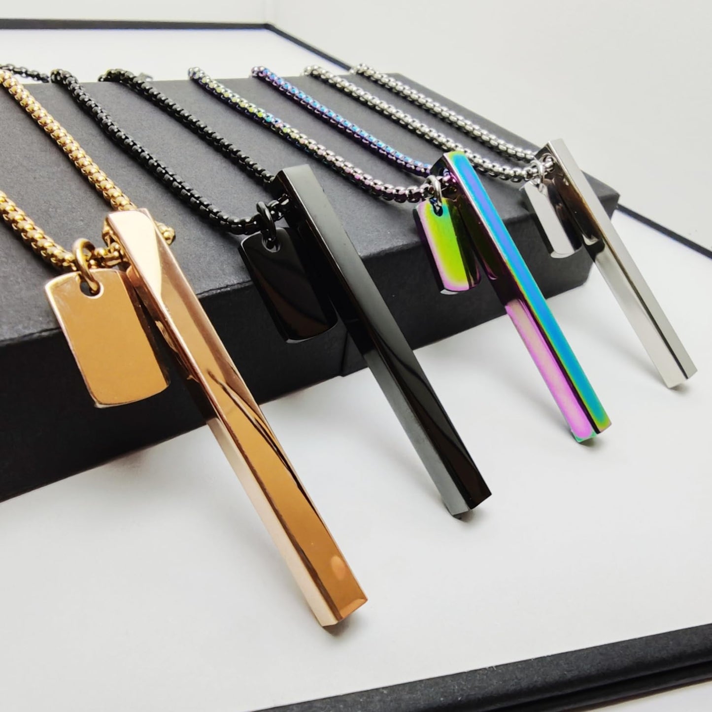 Tactile Breathing Necklace for Stress & Anxiety Relief | 4-7-8 Breathing Tool to Quit Smoking & Vaping | Stylish Hypoallergenic Jewelry with Lifetime Chain for Women & Men(Seven Colors)